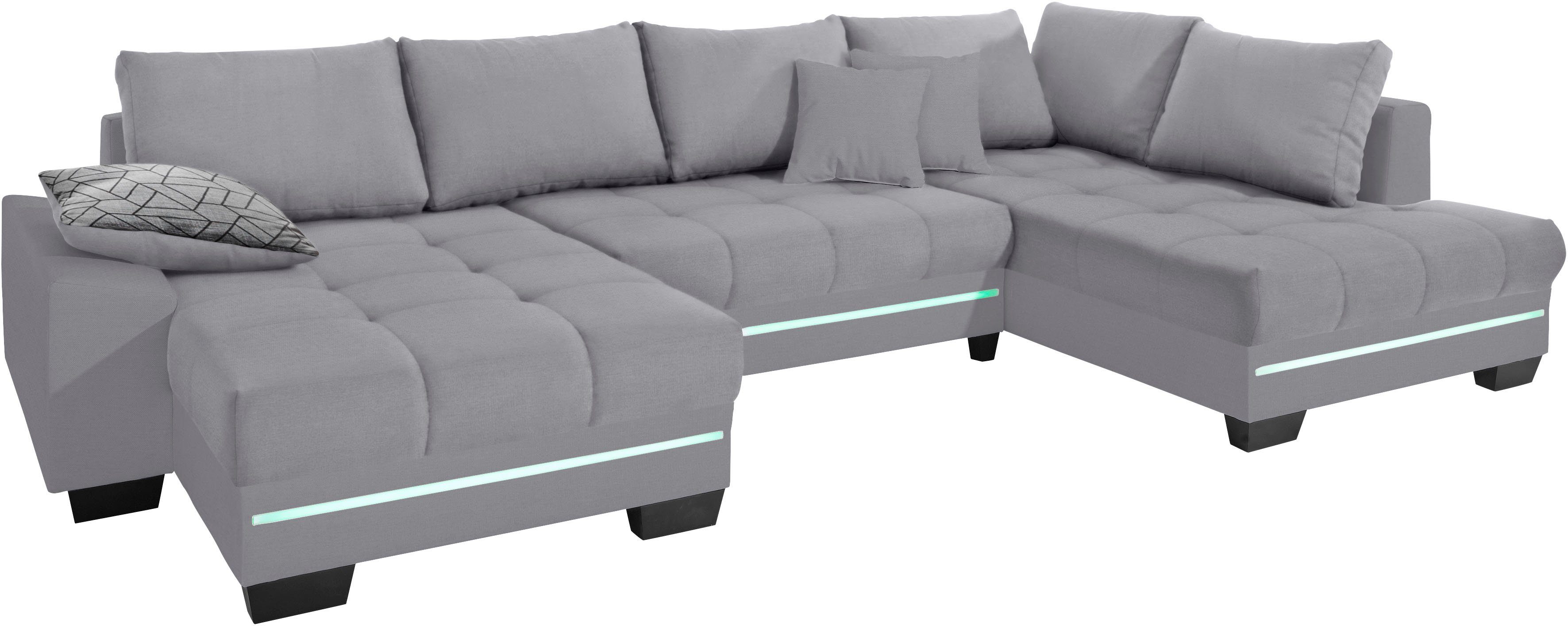 Mr. Couch Zithoek Nikita 2 Naar keuze met koudschuim (140 kg belasting/zitting), met RGB-ledverlichting, bluetooth-geluidssysteem en slaapfunctie