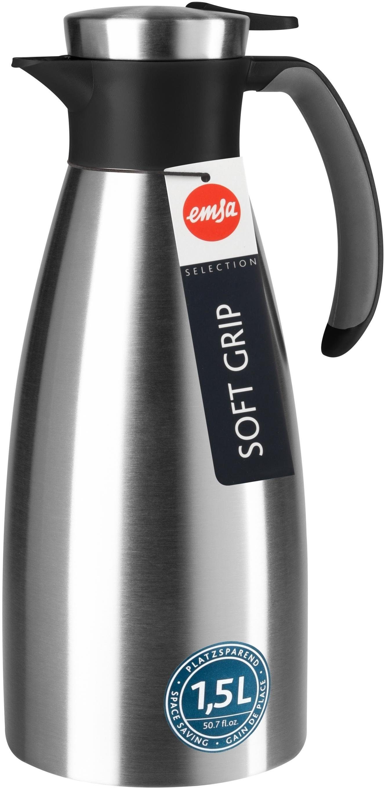 Emsa Thermoskan Soft grip Zacht grip handvat, 100% dicht, lekvrij, ruimtebesparend, roestvrij staal