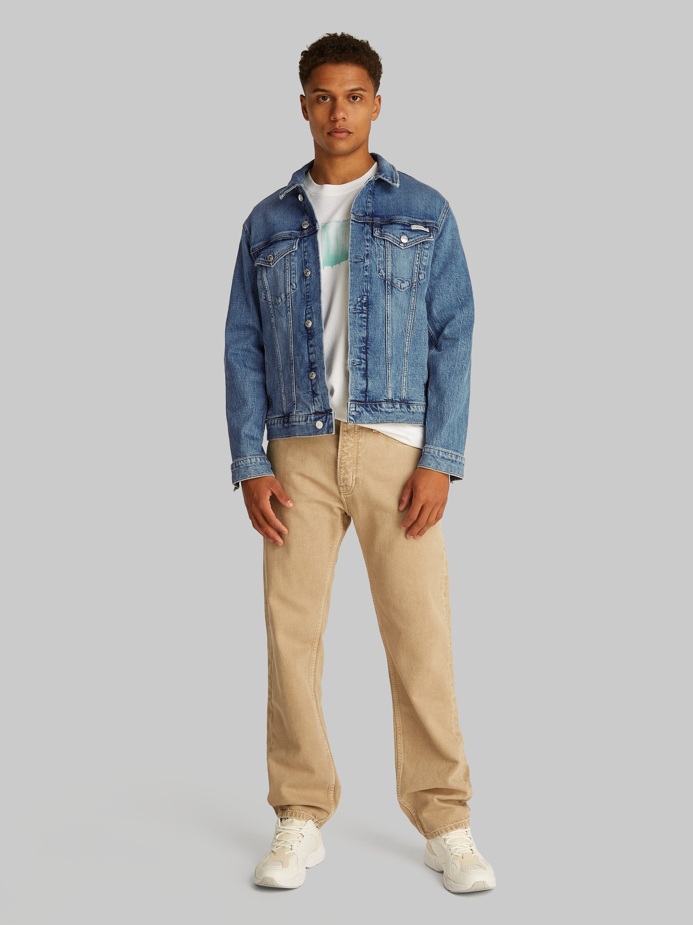 Calvin Klein Jeansjack SLIM DENIM JACKET in donkerblauwe wassing