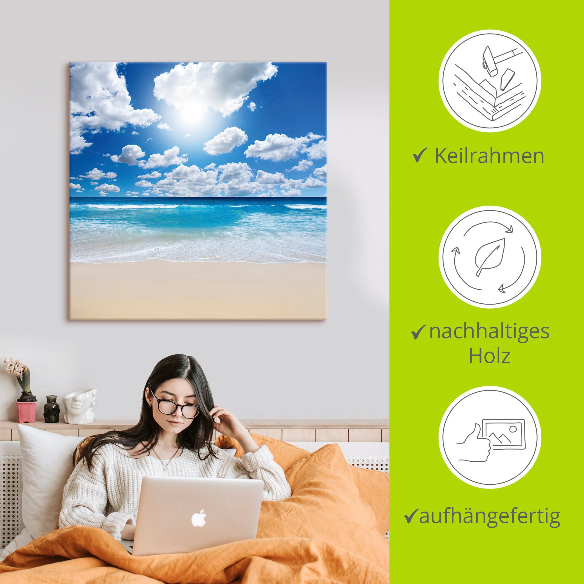 Artland Artprint Groot strandlandschap als artprint op linnen, poster, muursticker in verschillende maten