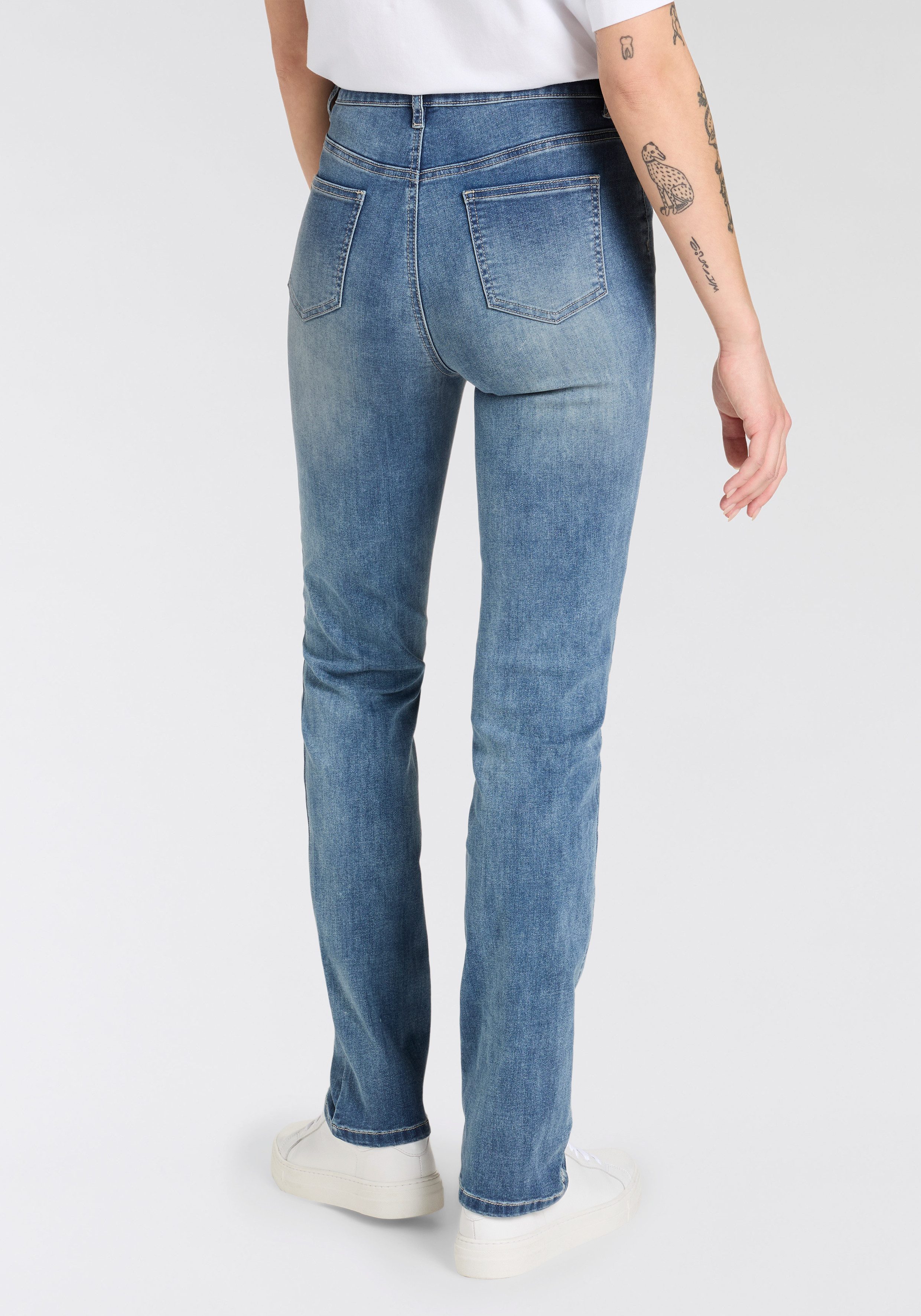 Arizona Straight jeans Ultra Stretch normale pasvorm, comfort fit, used-look-wassing