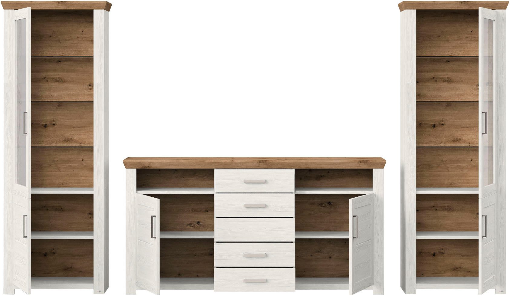 set one by Musterring Wandmeubel York Combinatie 05, in 3 kleurvarianten, totale breedte 354 cm (set, 3-delig)
