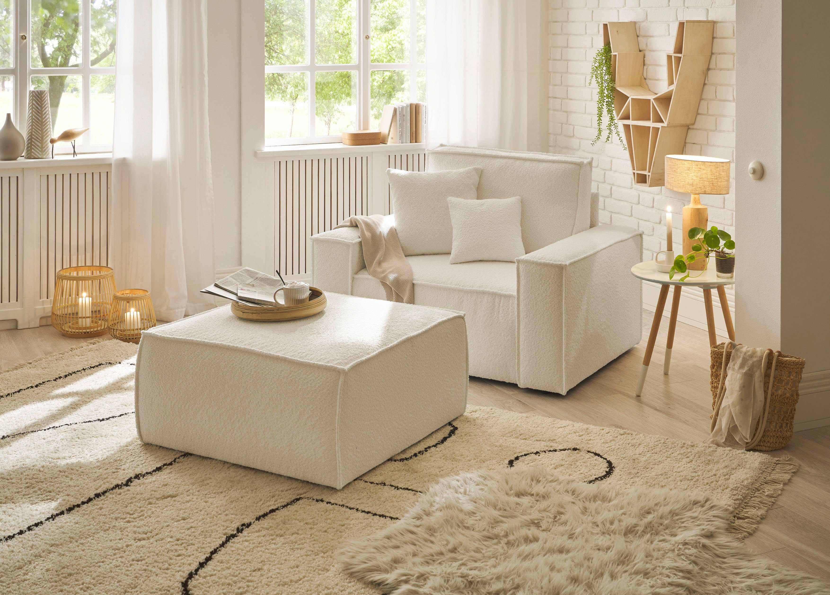 andas Loveseat Finnley Loveseat en hocker als set, passend bij de bekleding-serie Finnley (2-delig)