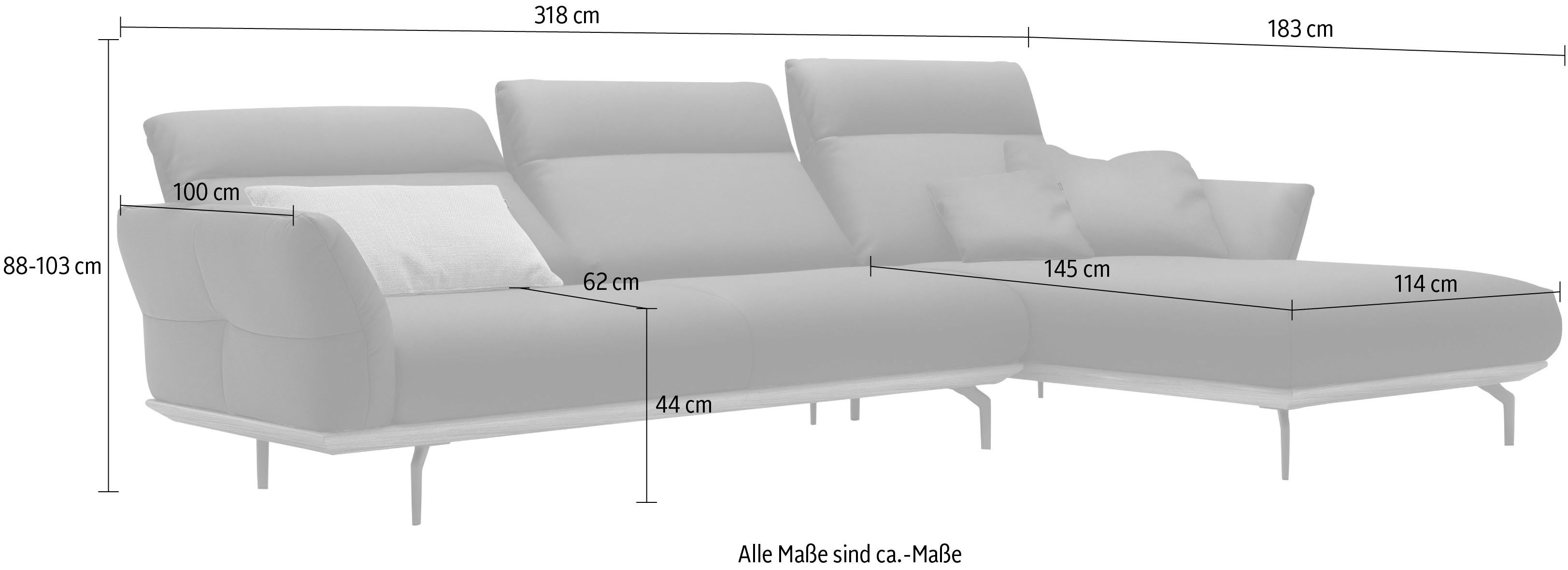 Creation BY ROLF BENZ Hoekbank Hs.460 Sokkel in walnotenhout, onderstel in umbra grijs, breedte 318 cm
