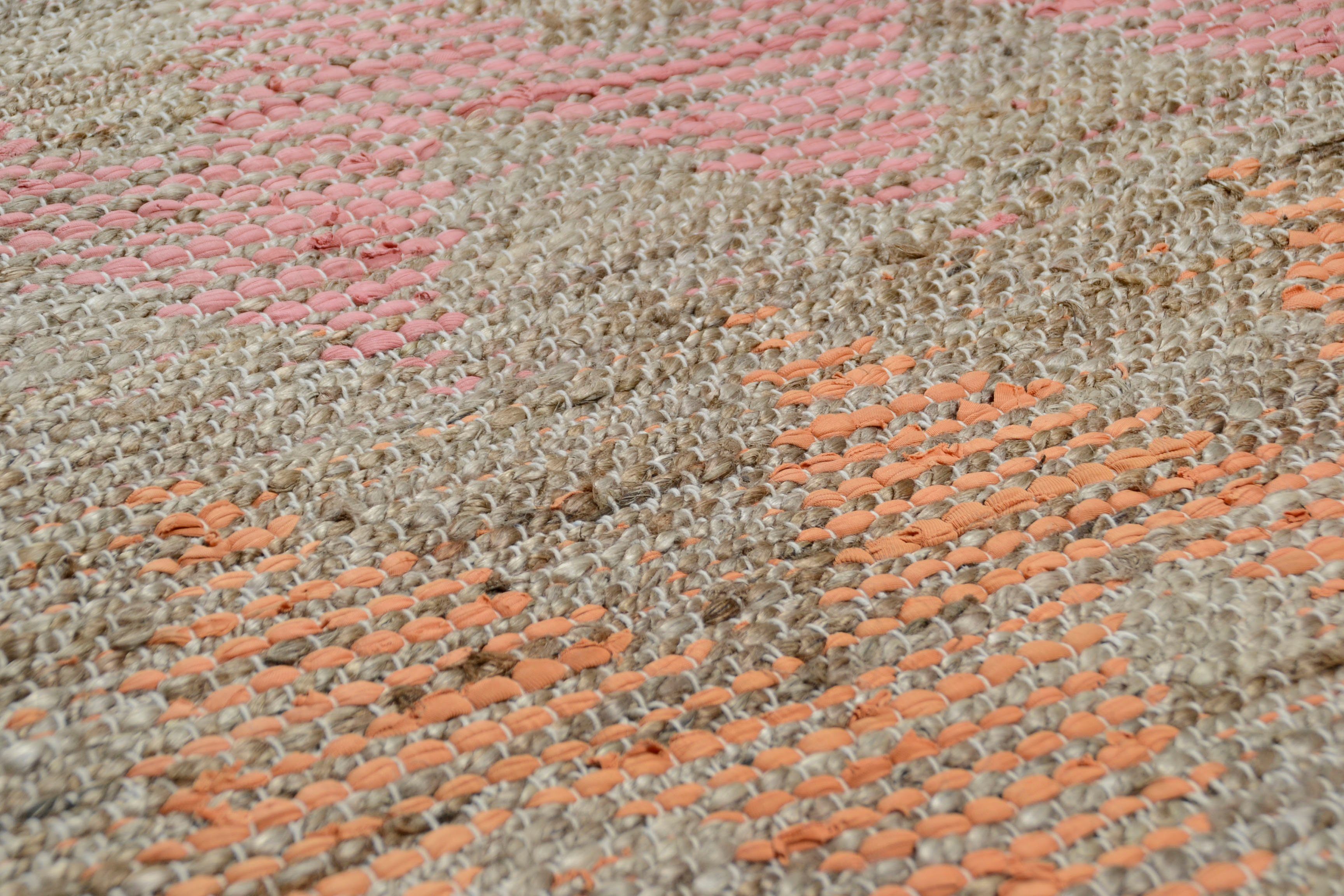 TOM TAILOR HOME Vloerkleed Pastel Zigzag Platweefsel, met de hand geweven, materiaal: 60% katoen, 40% jute