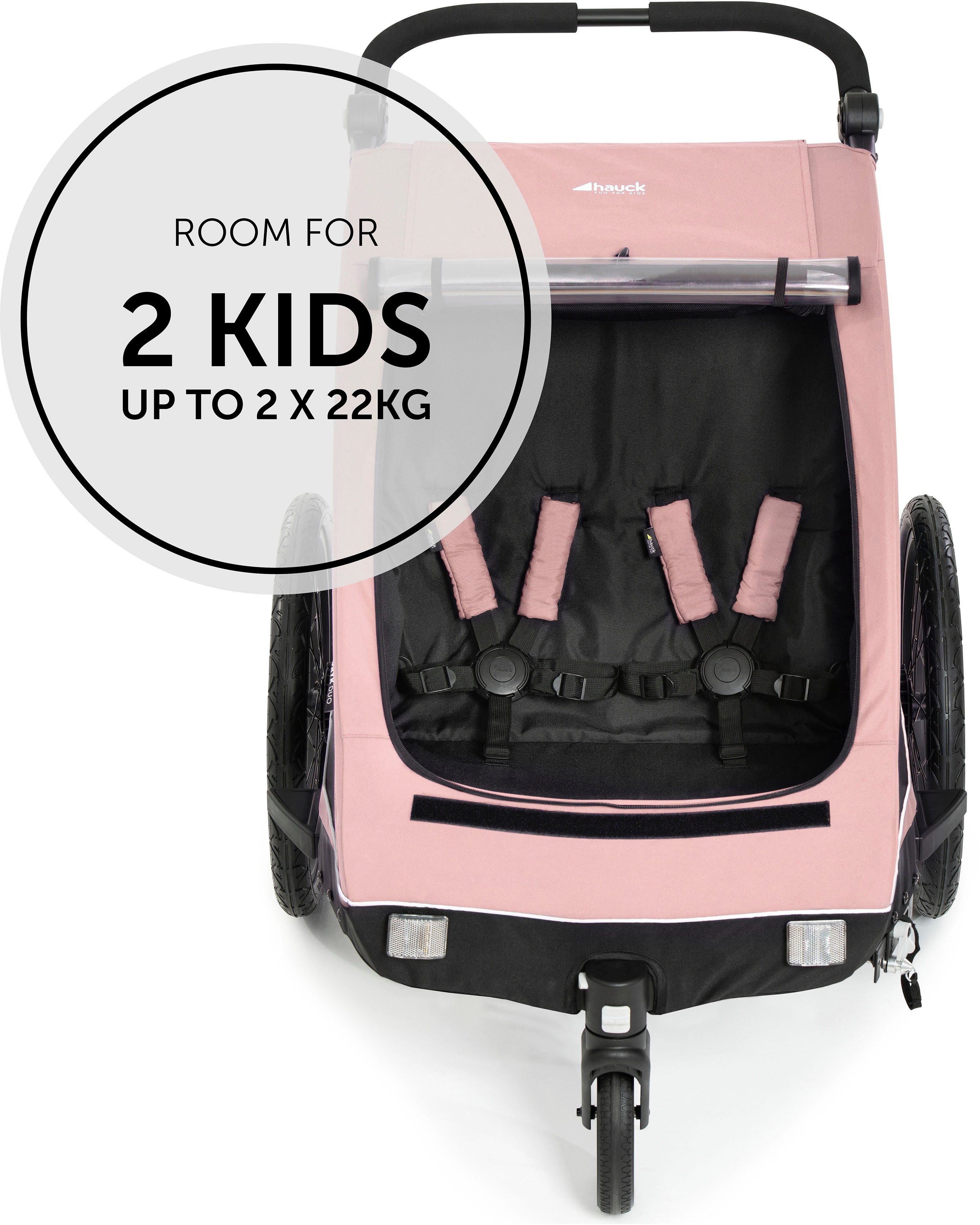 Hauck Kinderen fiets aanhanger 2in1 Fietstrailer en Buggy Dryk Duo, roos