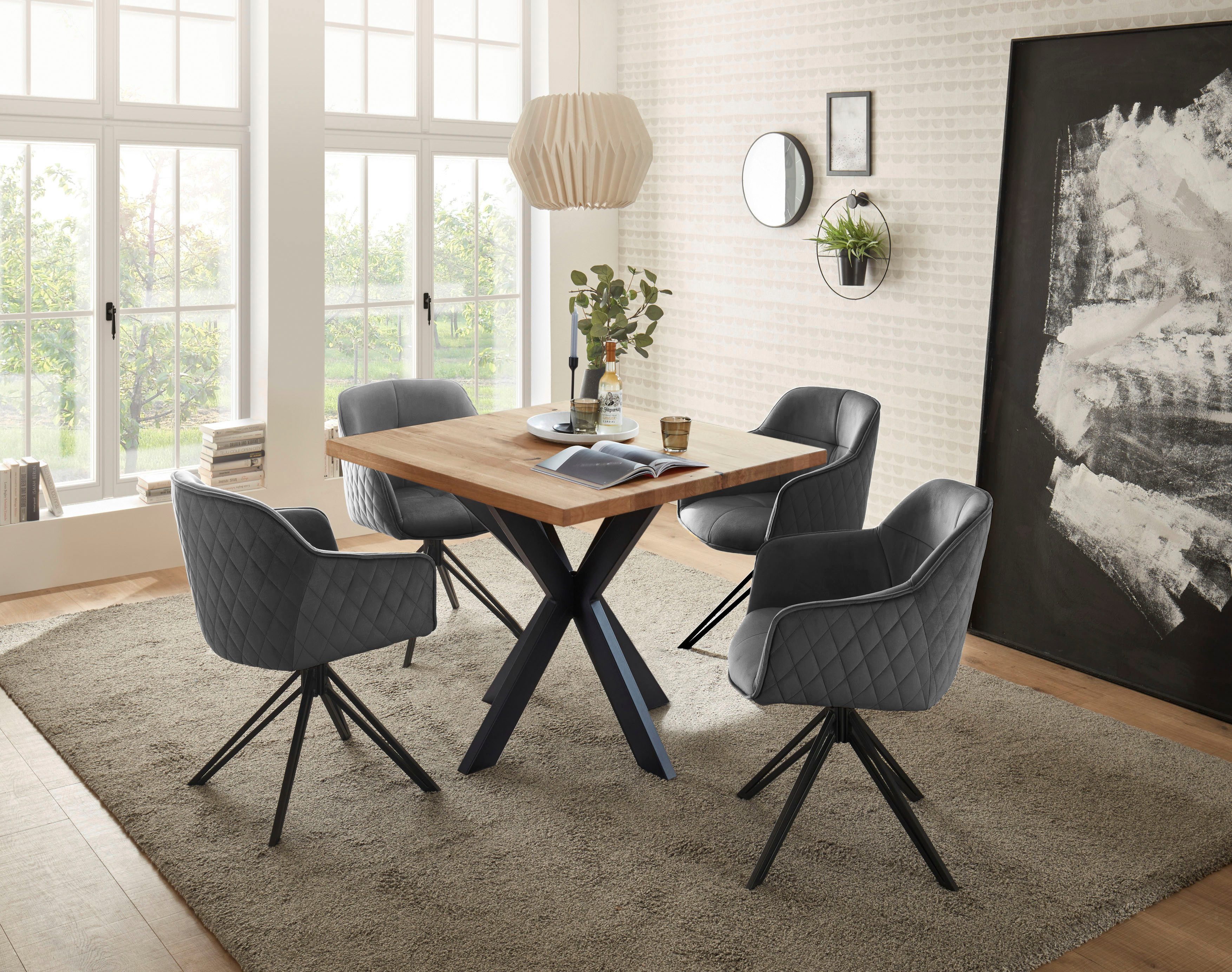 Stolkom Eettafel Micky 100 cm in massief geolied eiken, vierkante tafel
