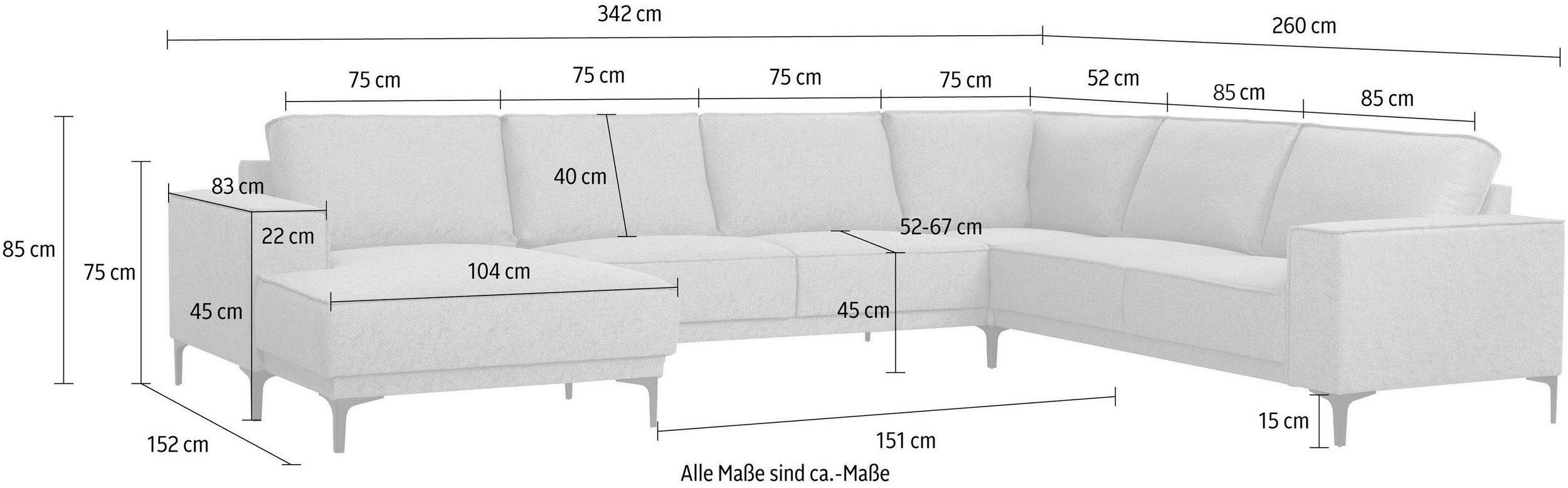 Places of Style Zithoek XXL bank Oland, structuur, platweefsel, luxe microvezel, bouclé
