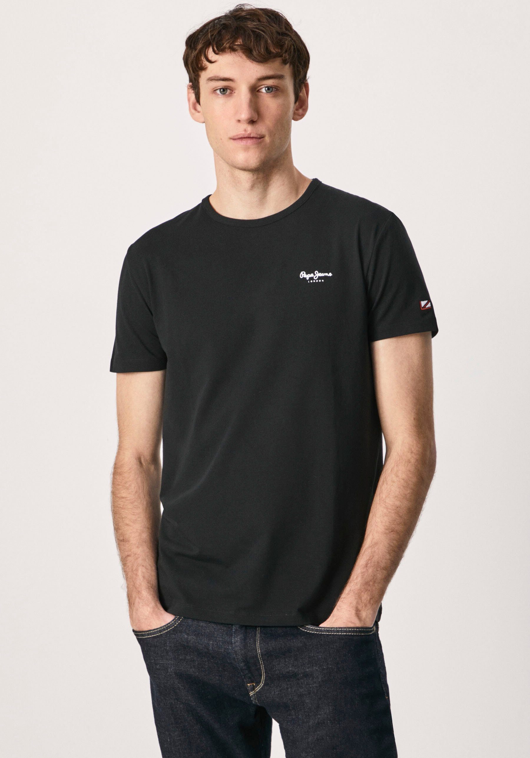 Pepe Jeans Shirt met ronde hals heren ronde hals maat XL zwart