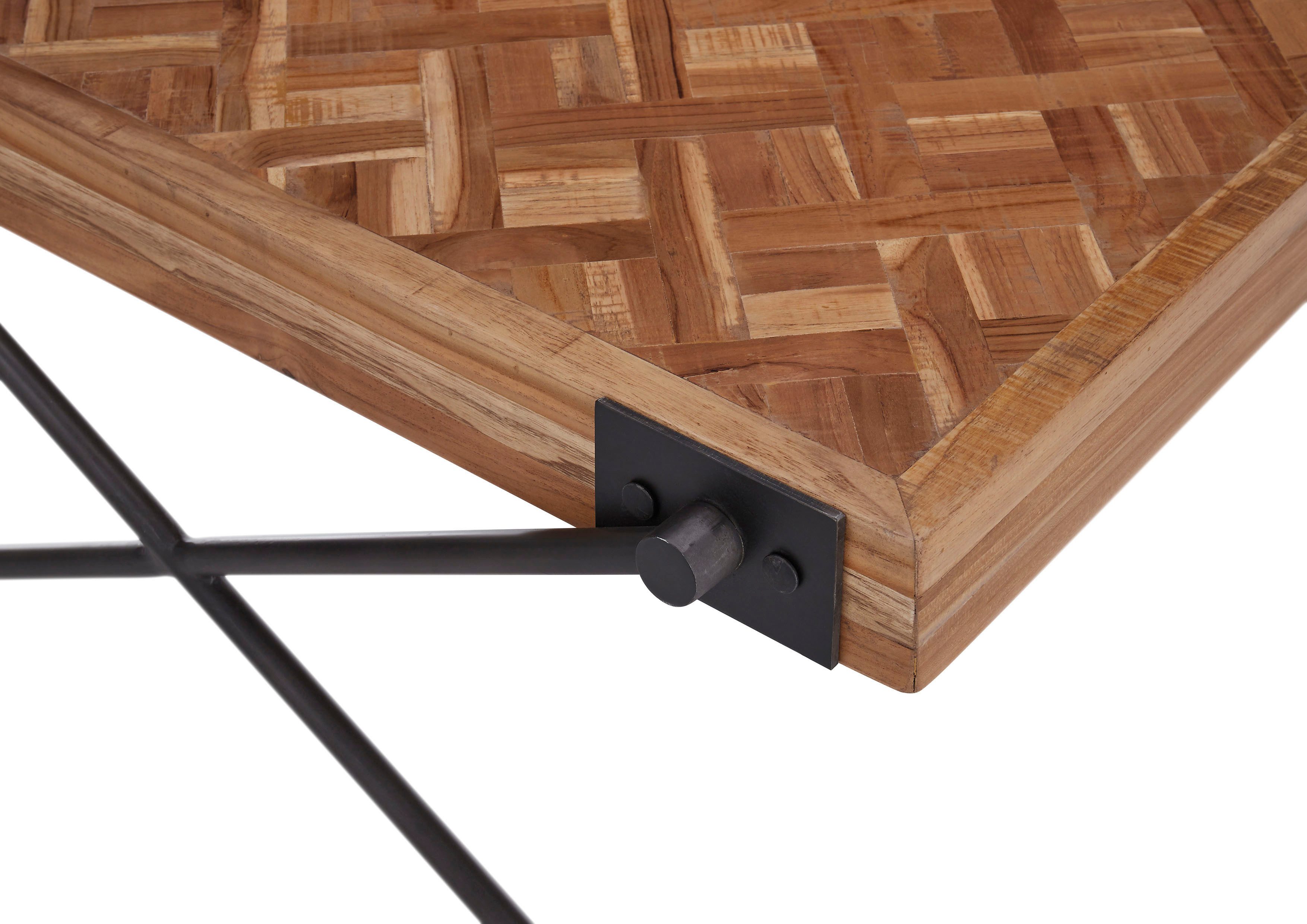 Stolkom Salontafel Akoni 2-delig set massief teak gerecycled met patroon