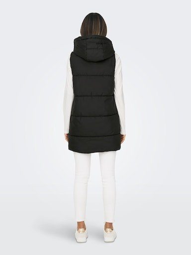 Only Bodywarmer ONLASTA – Lange gewatteerde bodywarmer met capuchon voor koude dagen