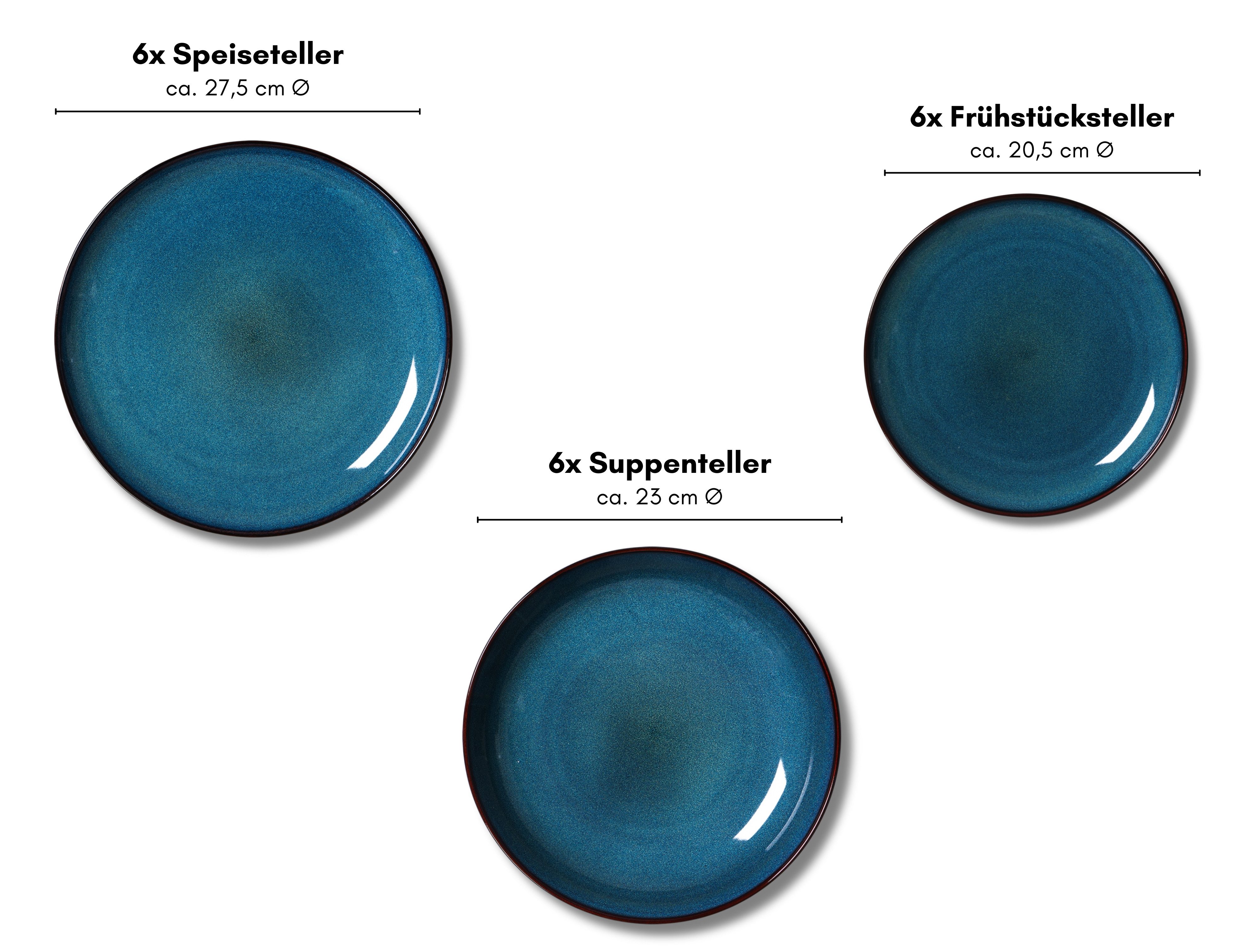 Ritzenhoff & Breker Eetservies Bali Reactieve glazuur, elk stuk is een uniek exemplaar (set, 18-delig)