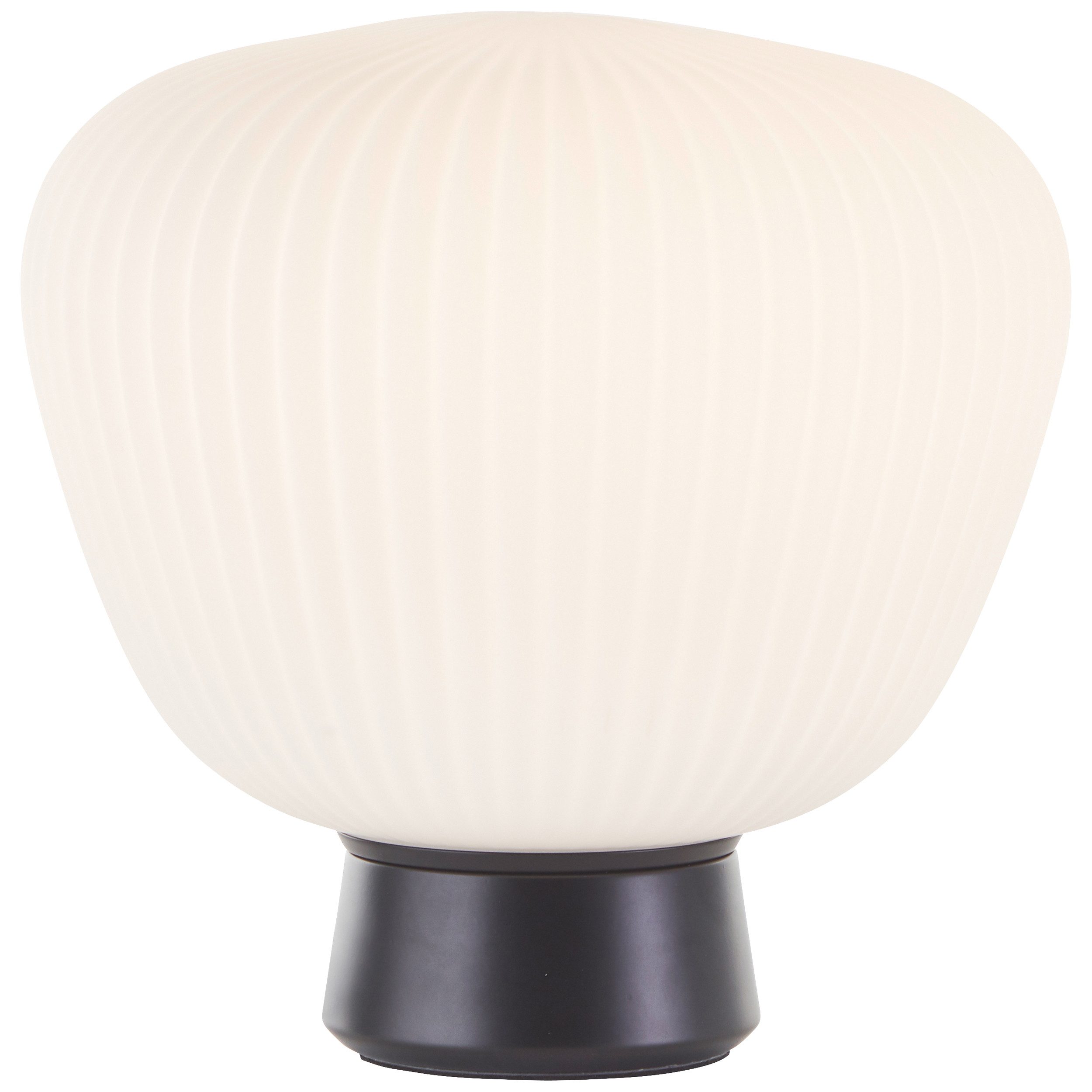 Brilliant Leuchten Tafellamp Kaizen met geribbeld opaalglas, ø 25 cm, e27, matte zwart/wit
