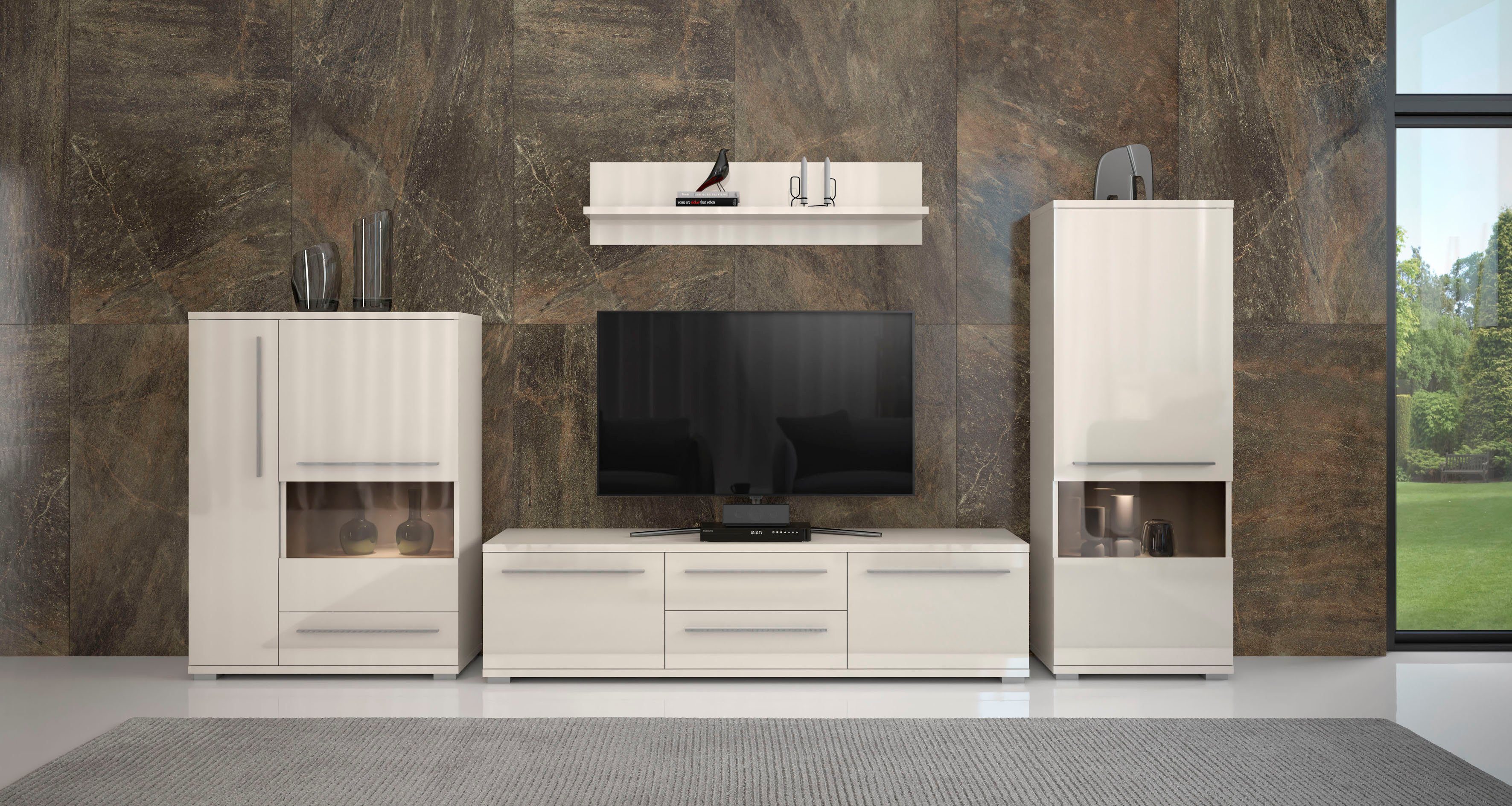 Places of Style Vitrinekast Piano UV-gecoat, soft close-functie