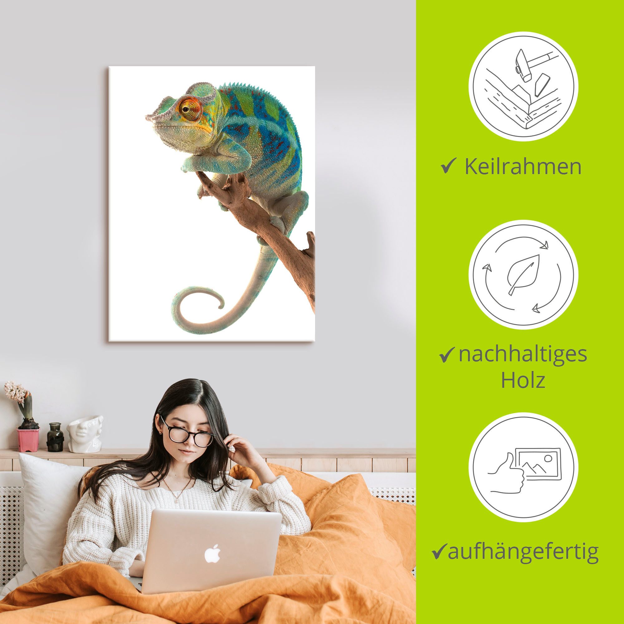 Artland Artprint Ambanja panter kameleon als artprint op linnen, poster in verschillende formaten maten