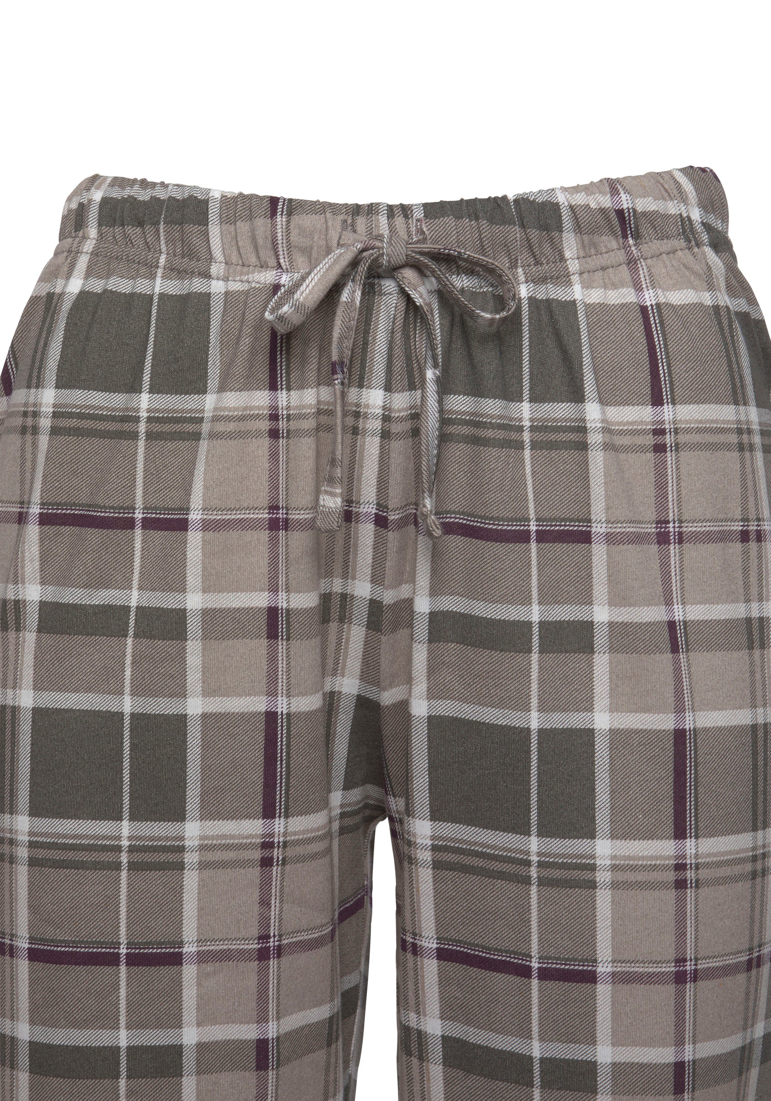 Lascana Pyjama met flanellen broek in ruitpatroon (2-delig, 1 stuk)
