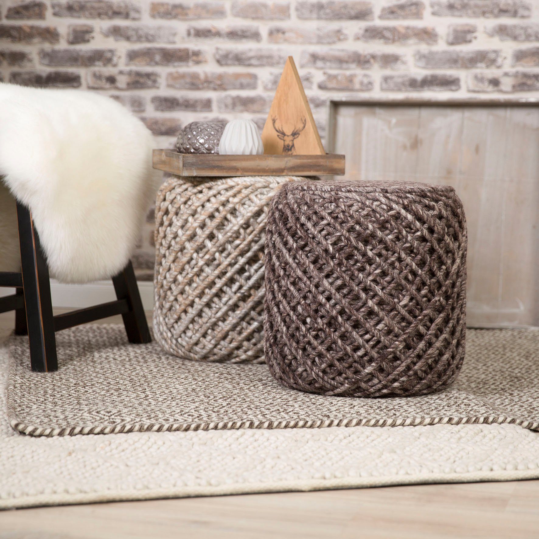Obsession ZitHocker My Royal Pouf rond, ø 40 cm, hoogte 40 cm, met de hand gemaakt, woonkamer & slaapkamer (1 stuk)