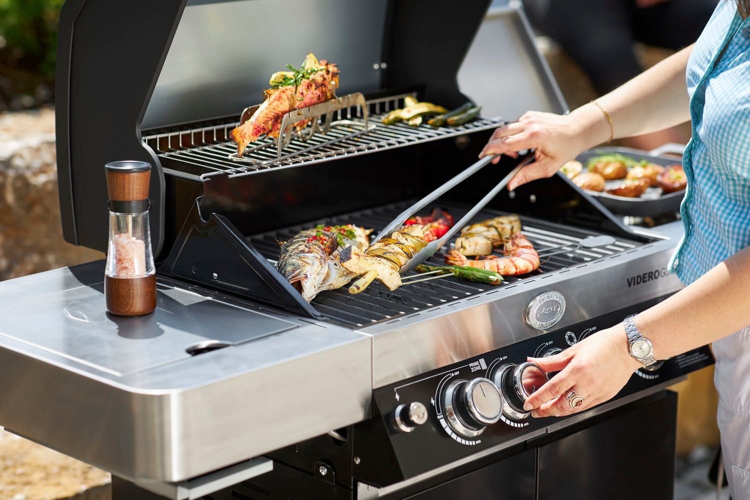 ROESLE Grillrooster 25071 Opzetstuk voor het bereiden van vis, maat verstelbaar, roestvrij staal 18/10 (1 stuk)