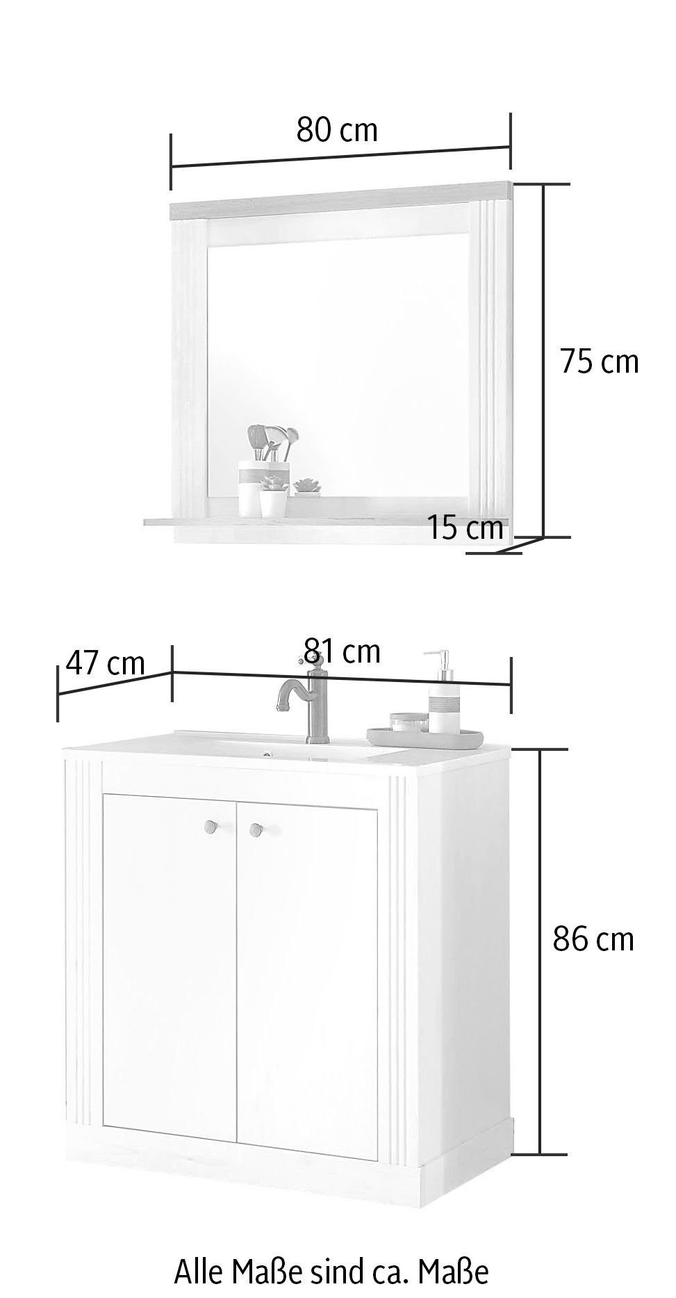 Home affaire Badkamerserie WESTMINSTER, badkamer in landhuisstijl, 2-delig badkamer (2-delig)