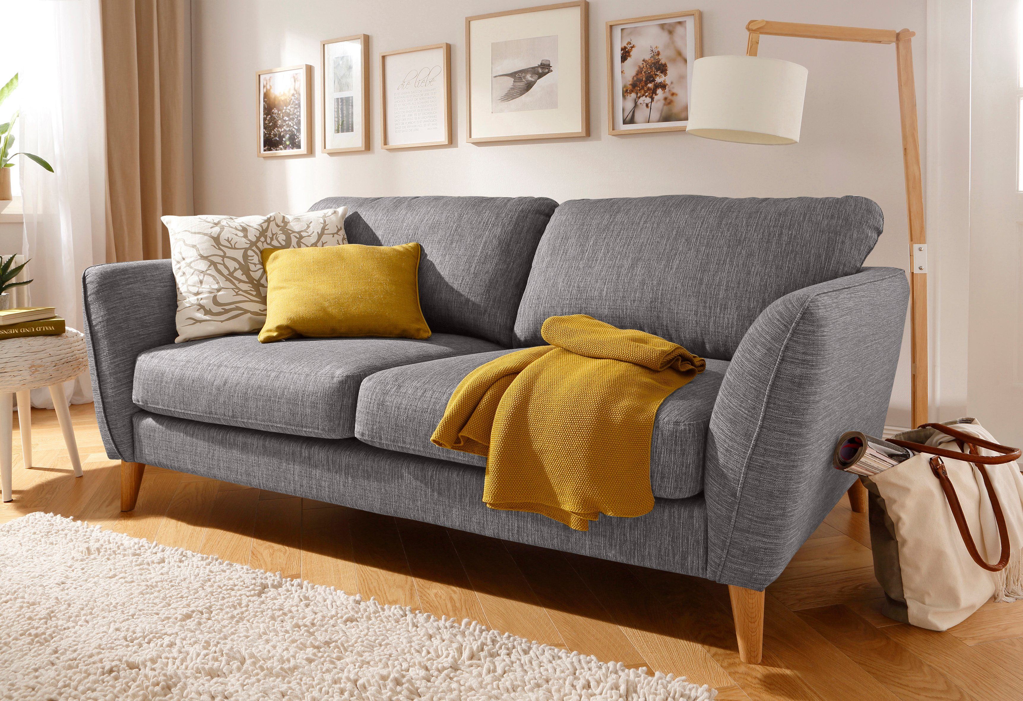 Home affaire 3-zitsbank MARSEILLE 3-zitsbank 206 cm, cord, vlakke weefsel, structuur, geweven stof