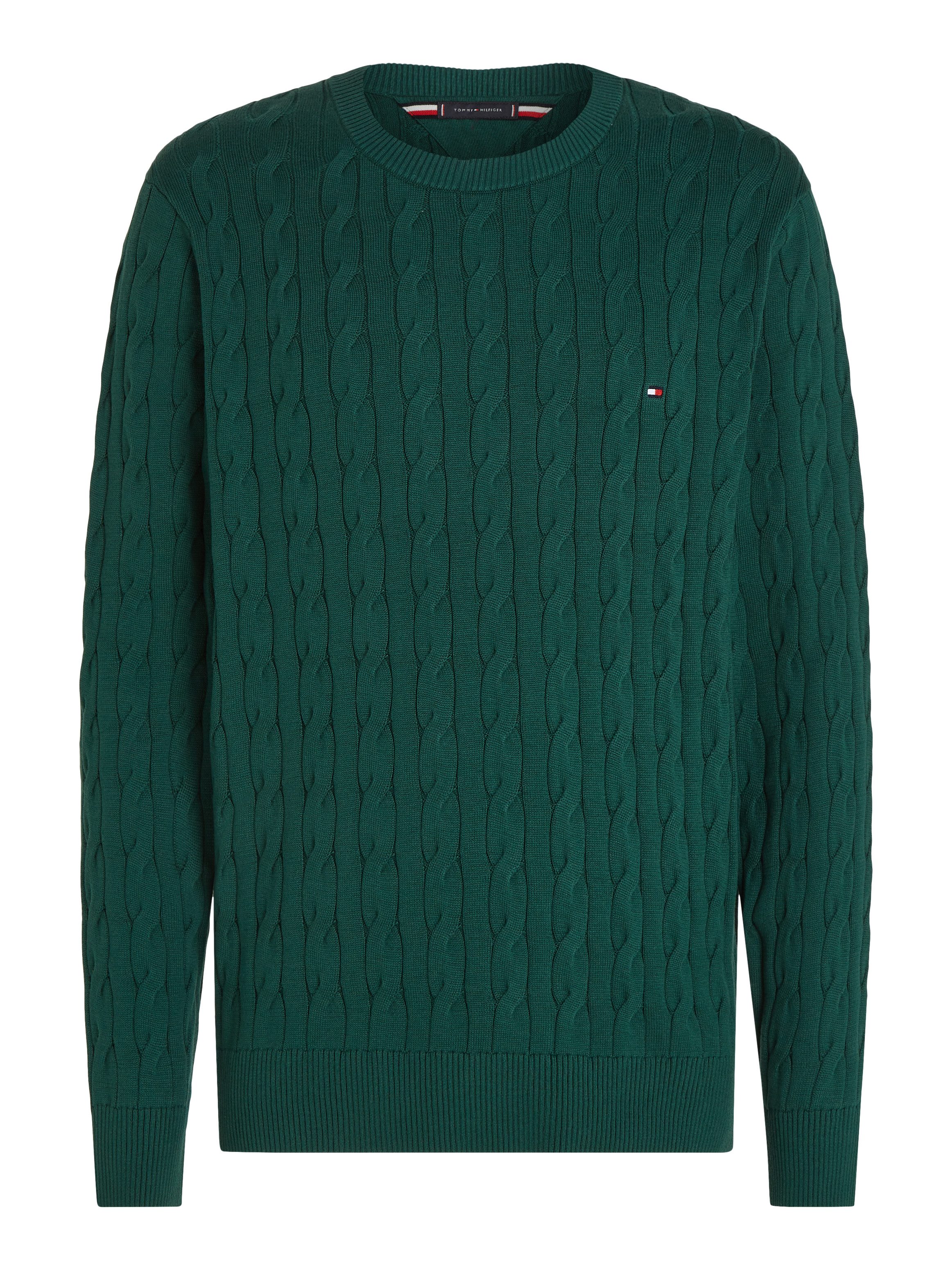 Tommy Hilfiger Gebreide trui CLASSIC CABLE CREW NECK met structuurbreisel en vlaglabel