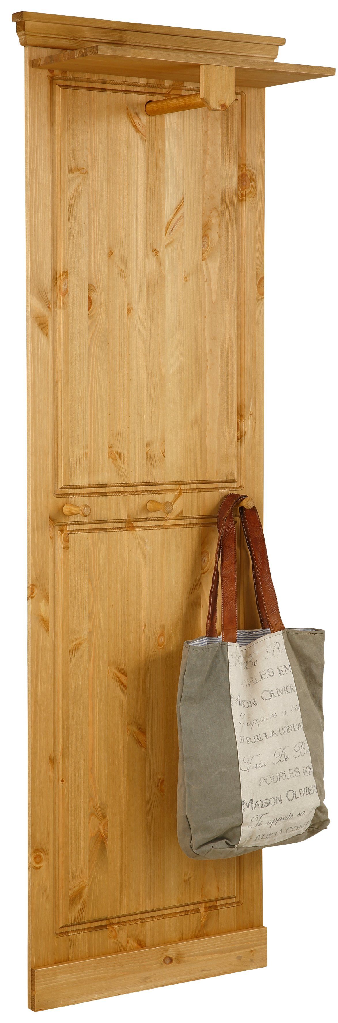 Home affaire Kapstokpaneel Basilico van massieve dennen, fsc®, breedte 60 cm, met kledingstang, houten haken