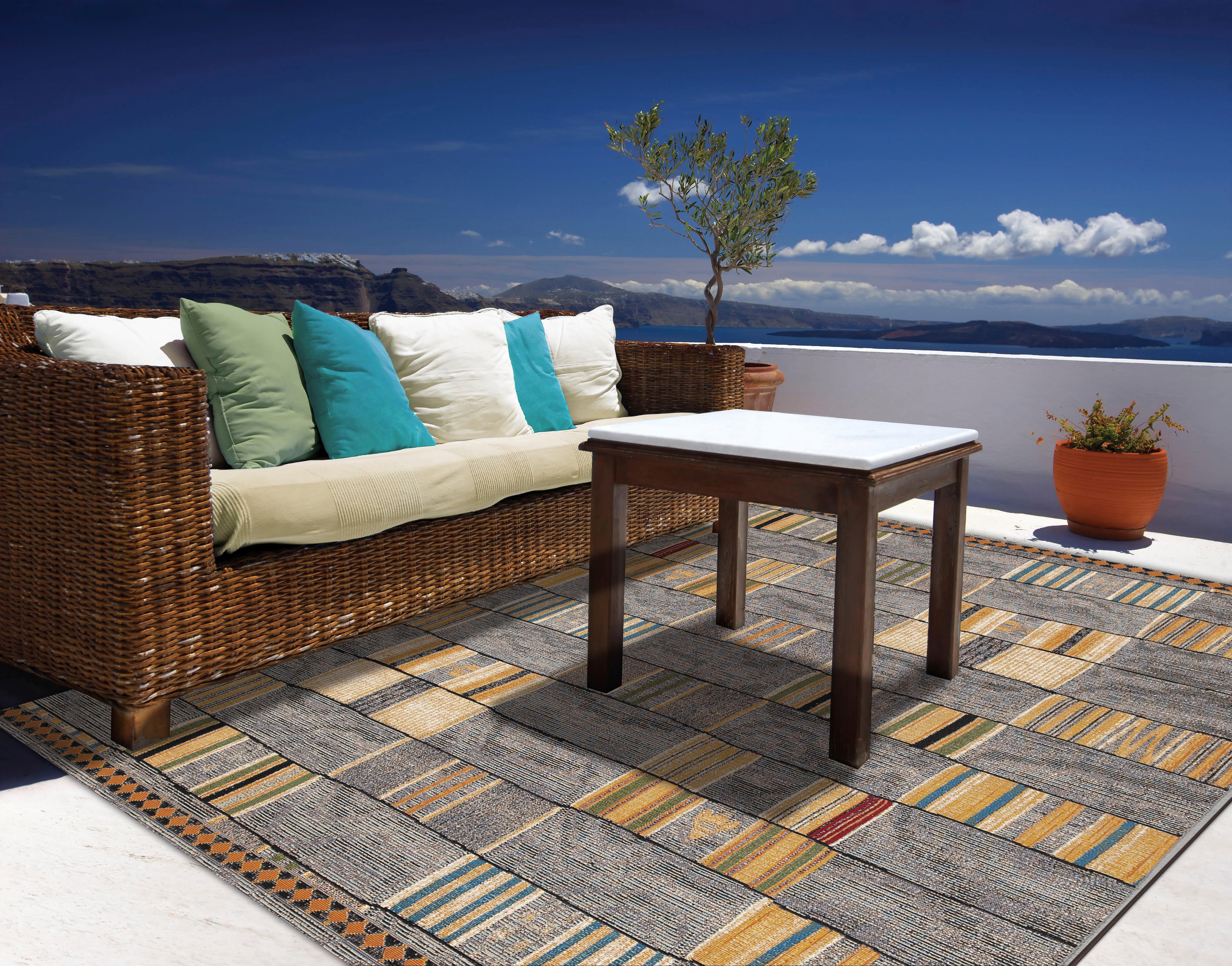 Gino Falcone Vloerkleed Outdoor-Africa 40 Platweefsel, geschikt voor binnen en buiten, woonkamer