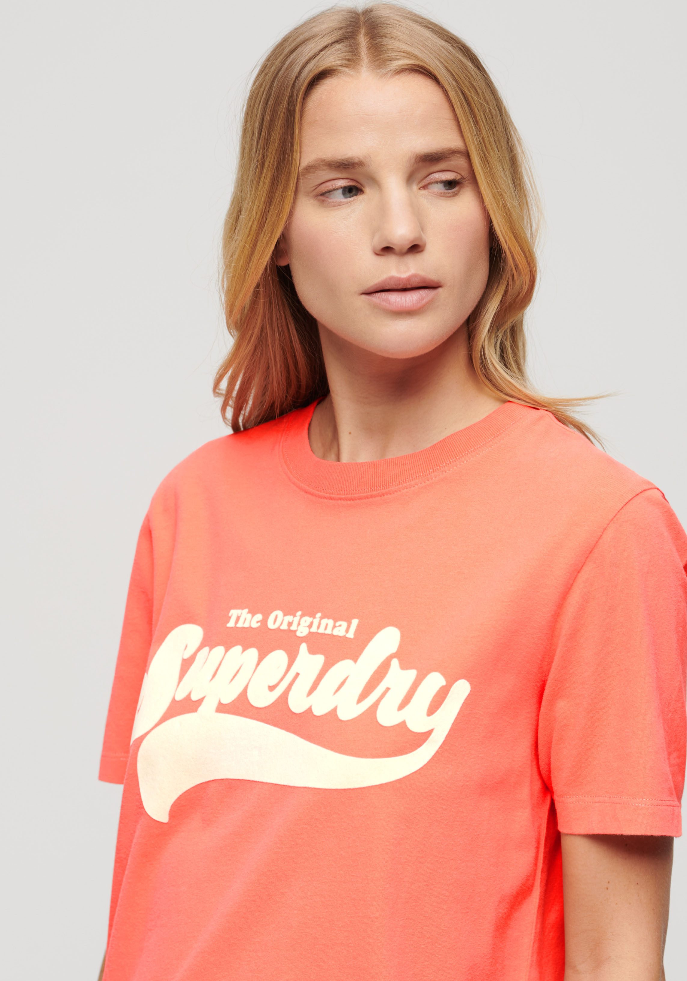 Superdry Shirt met print RETRO FLOCK RELAXED T SHIRT