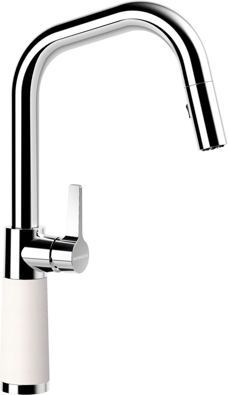 Schock Keukenkraan SC-530 SB uitschuifbaar, straal-douche, terugstroombegrenzer, draaibereik 120° keukenkranen wit