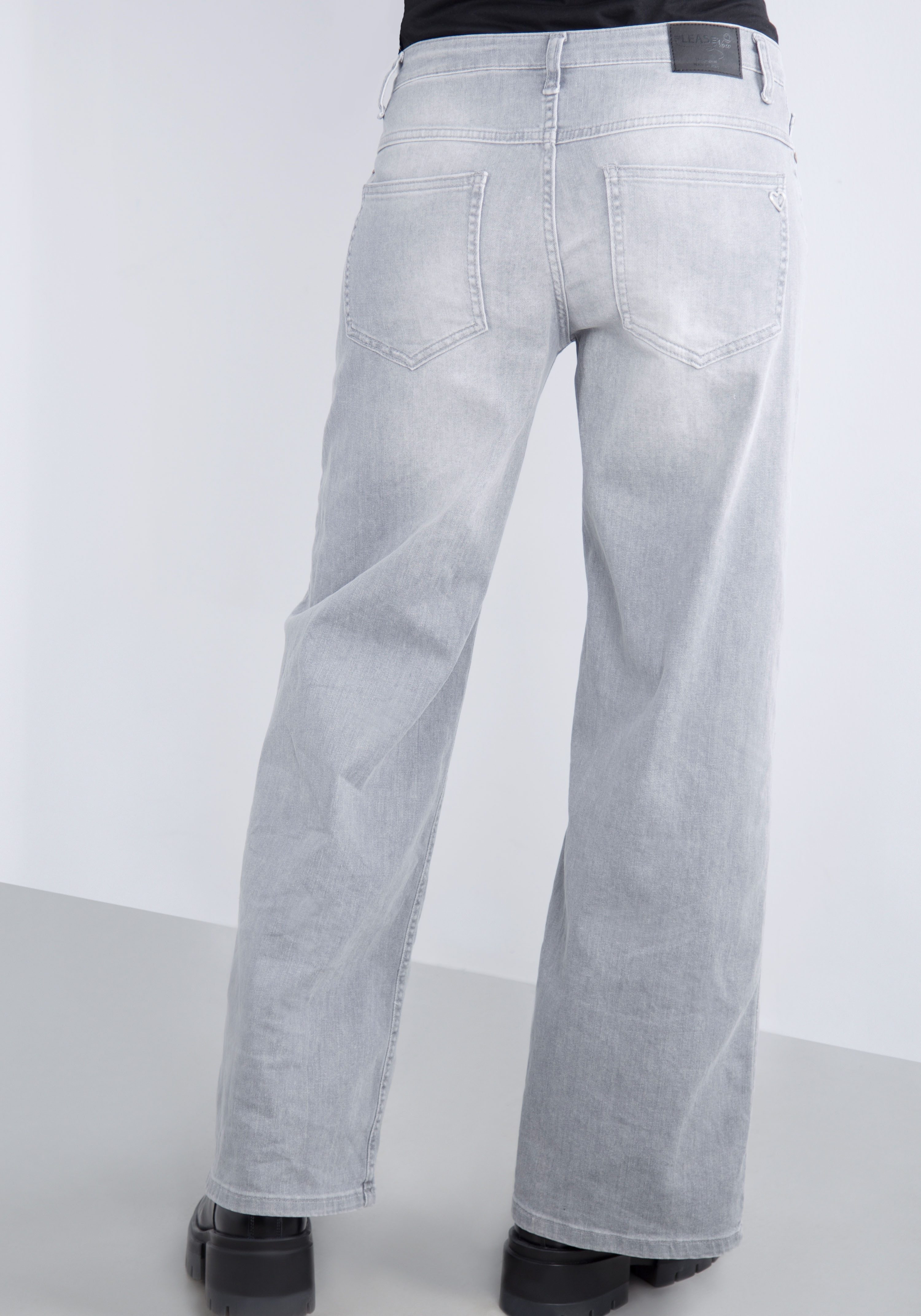 Please Jeans 5-pocket jeans met brede pijp en fade-out effecten