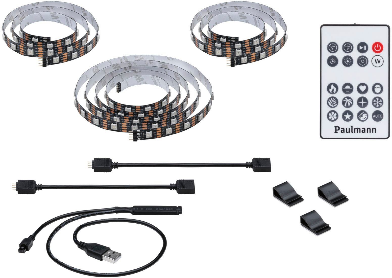 Paulmann Led-strepen USB LED Strip TV-Verlichting 65 Inch 2,4m Dynamic Rainbow RGB 4W (1 stuk)