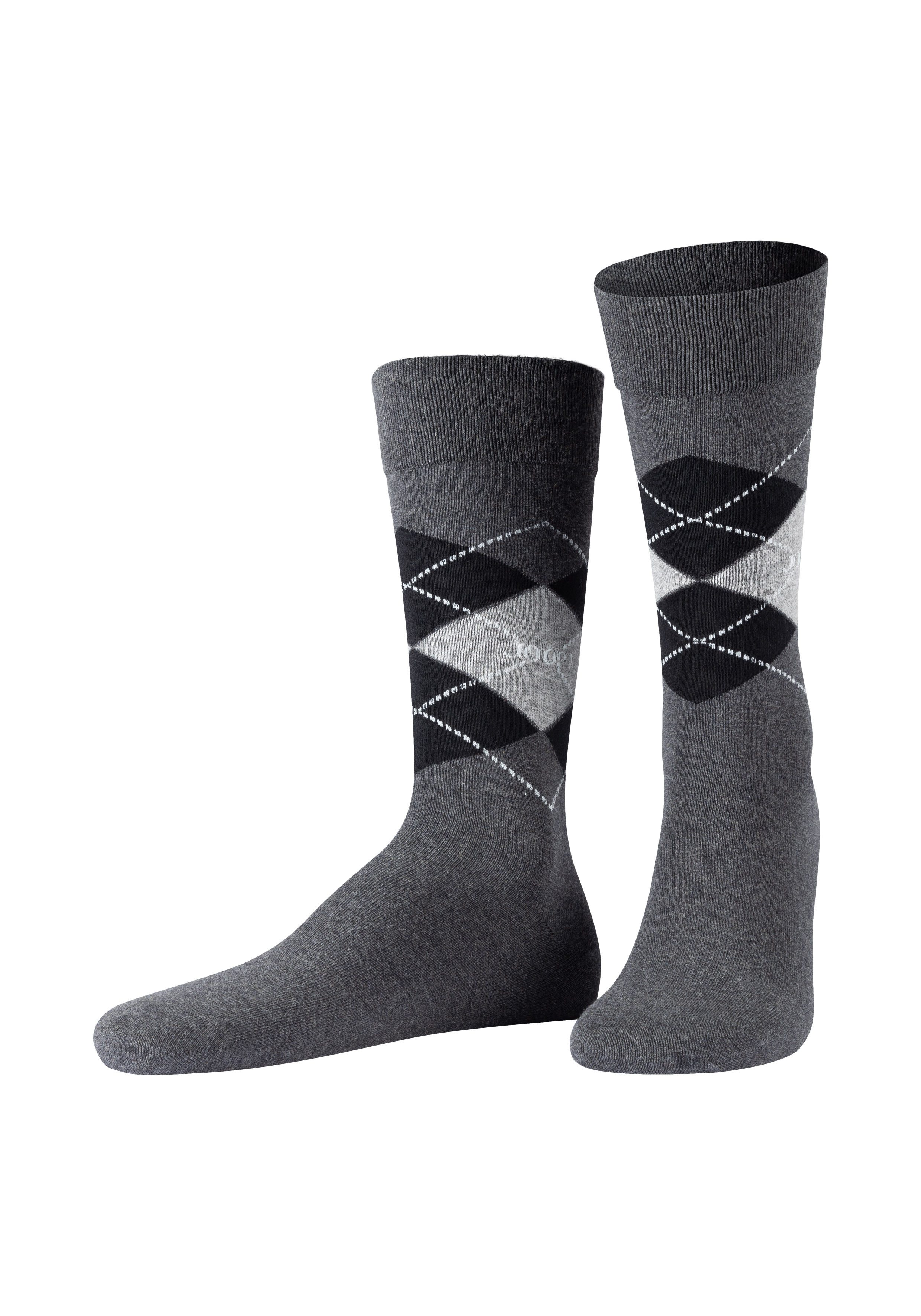 JOOP! Sokken Premium Essentials Premium kwaliteit, versterkte hiel, versterkte tenen, Argyle design (Set van 2)