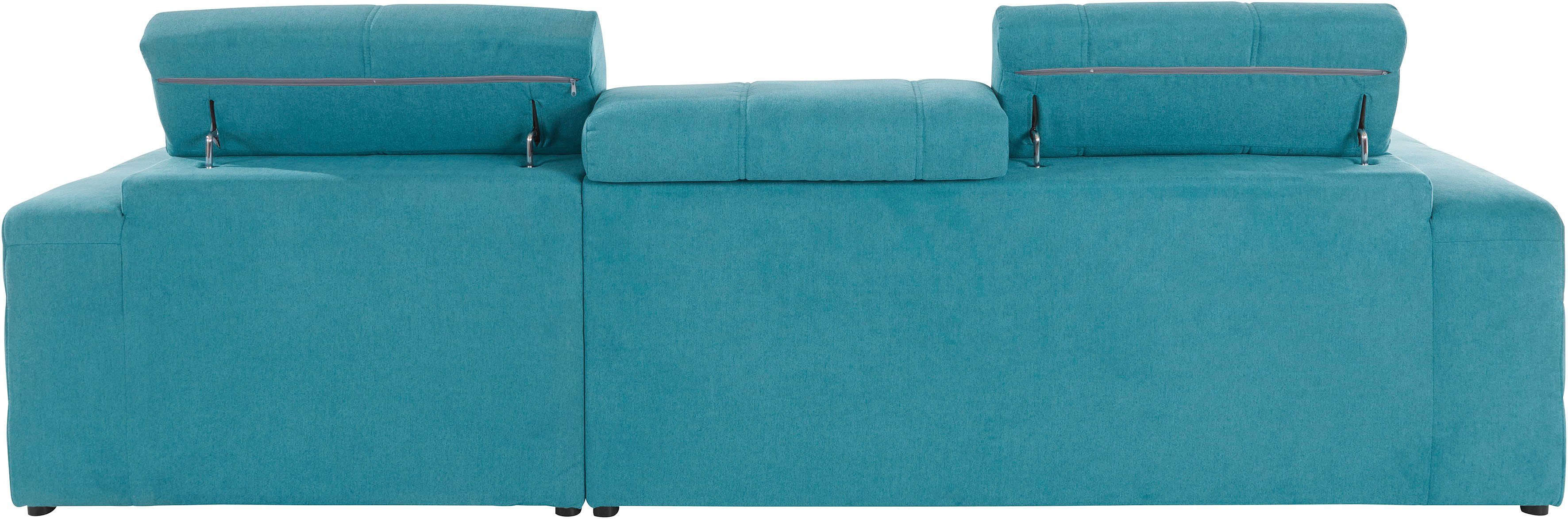 DOMO collection Hoekbank Brandon B/D/H: 289/177/80 cm, keuze met zitdiepteverstelling, L-vorm
