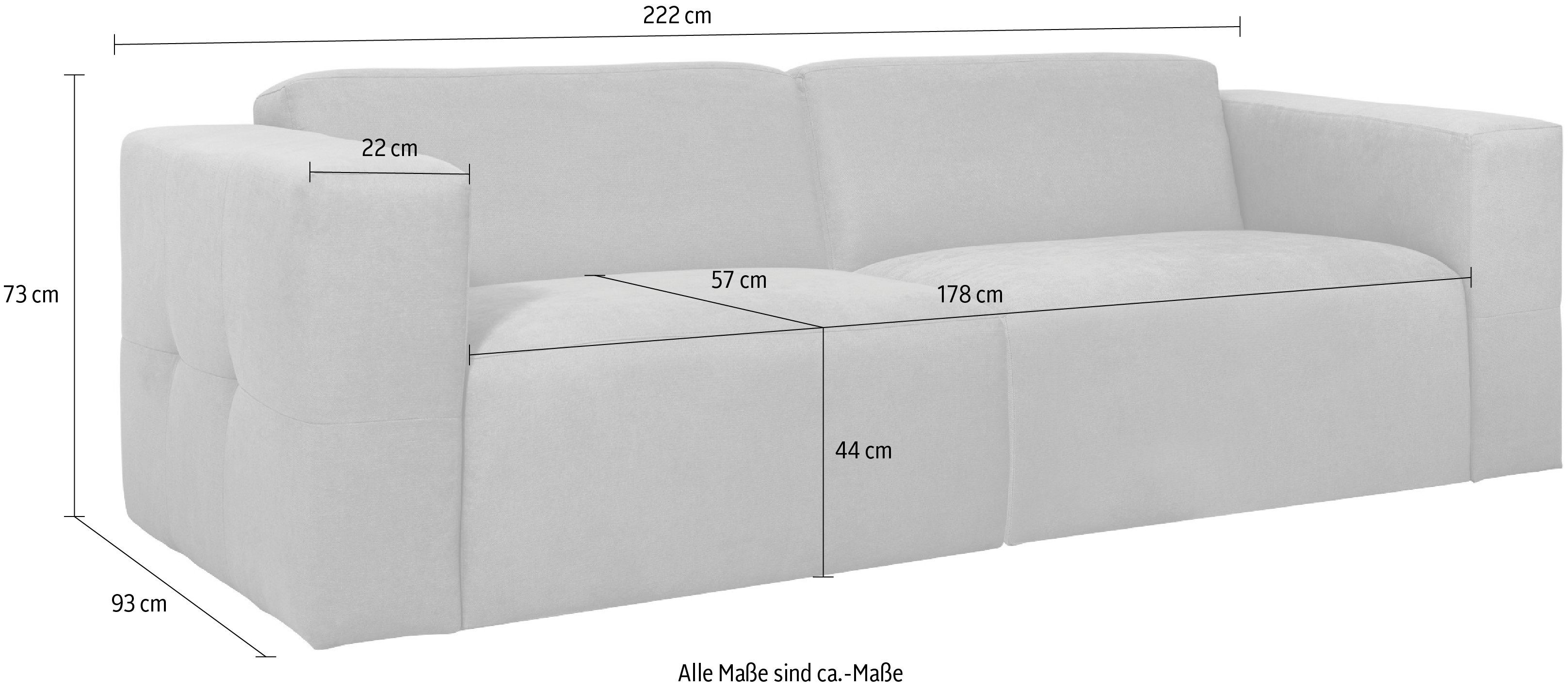 INOSIGN 3-zitsbank Kelani met decoratieve knoopdetails op de armleuningen