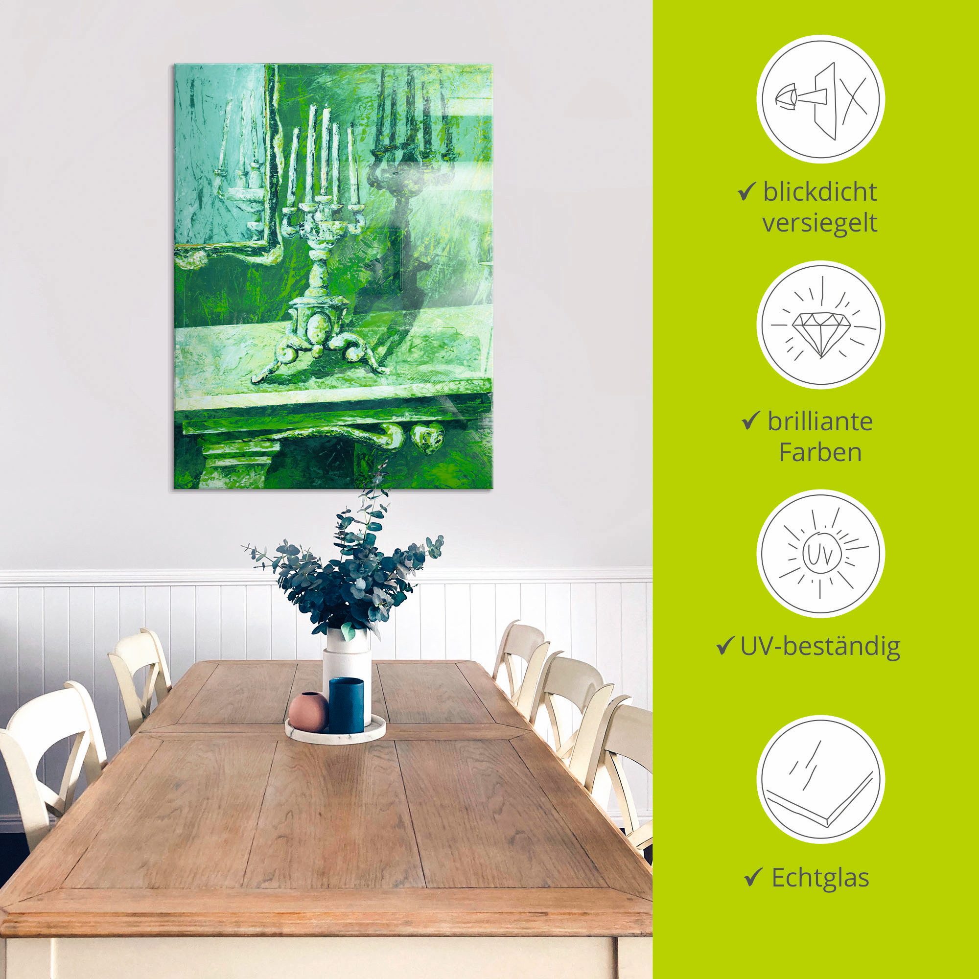 Artland Print op glas Barokke kandelaar in verschillende maten