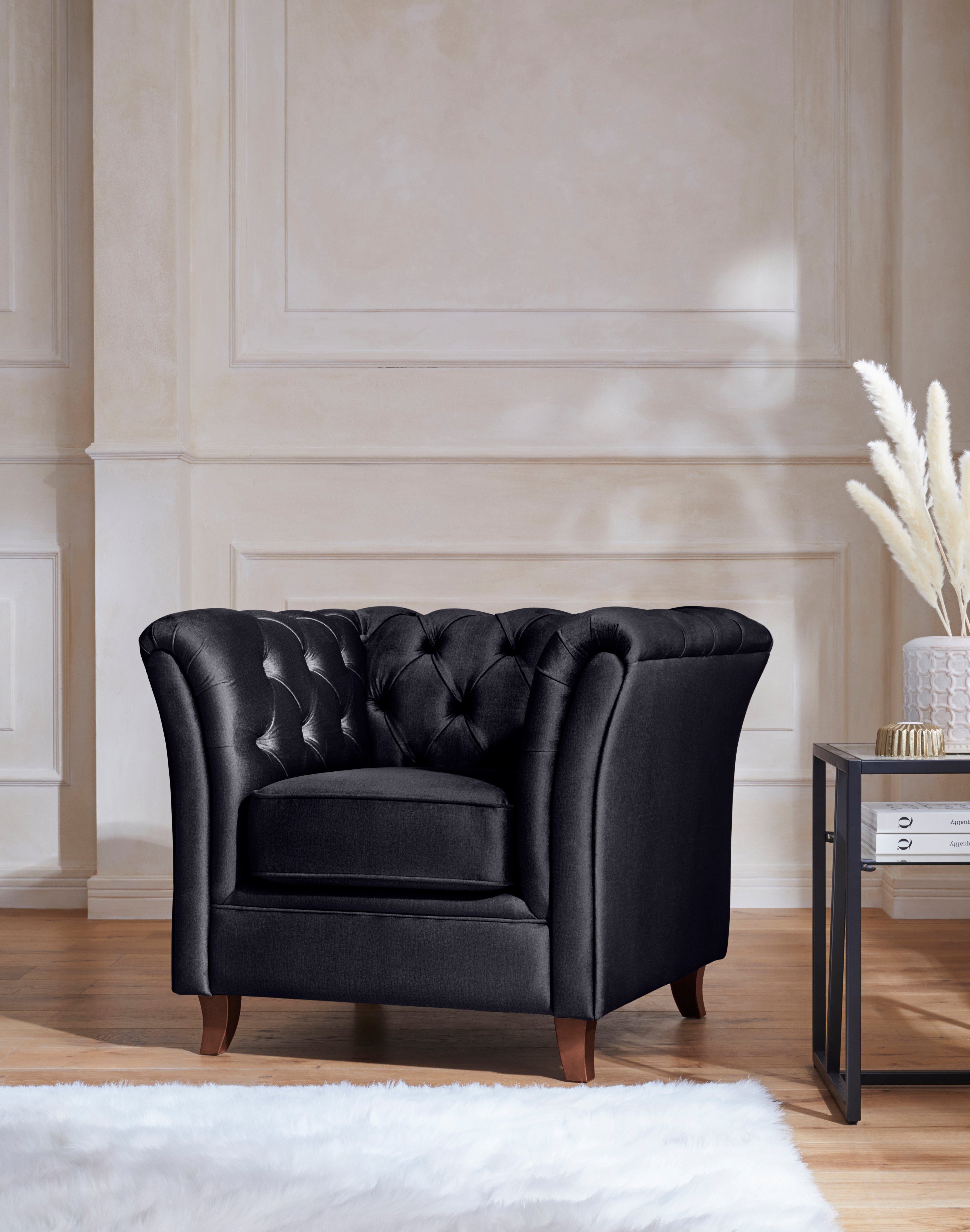 Home affaire Chesterfield-fauteuil Reims cocktailstoel, stoel met echte chesterfield-capitonnage, uitstekende verwerking