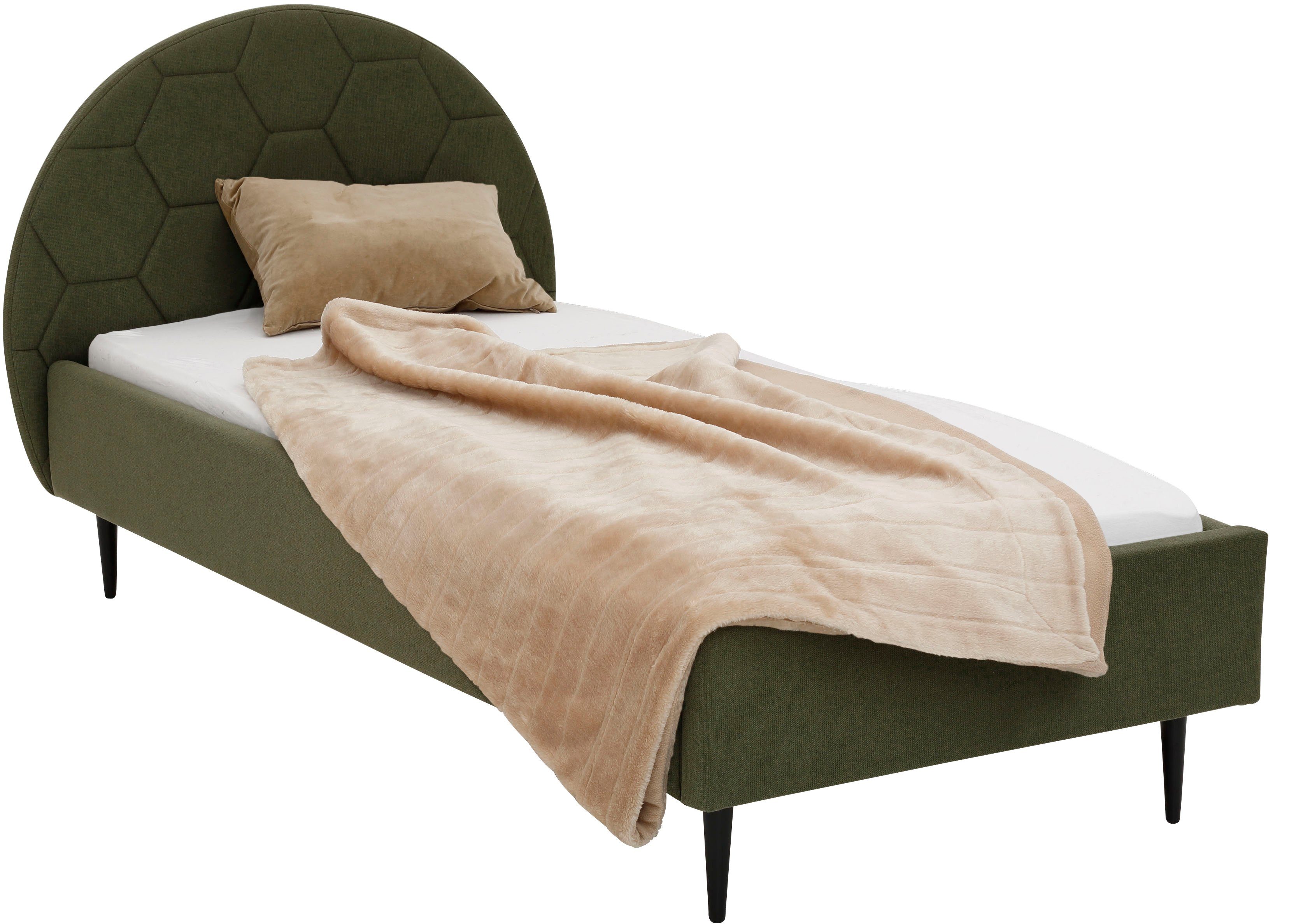 Lüttenhütt Gestoffeerd bed Gebko prettig bekleed hoofdbord met decoratief honingraatmotief