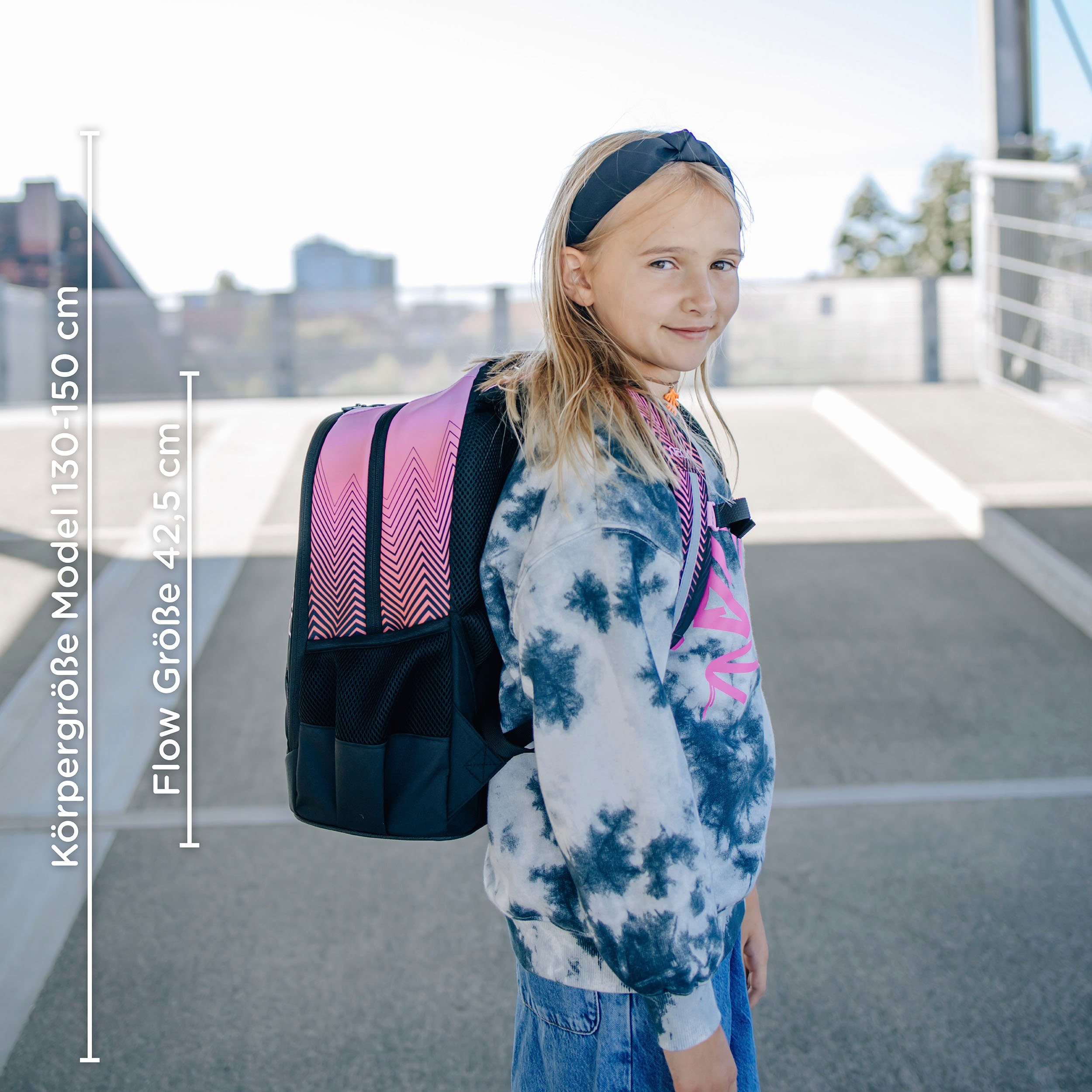 neoxx Schoolrugzak Flow, Sweet like Sunset gedeeltelijk van gerecycled materiaal