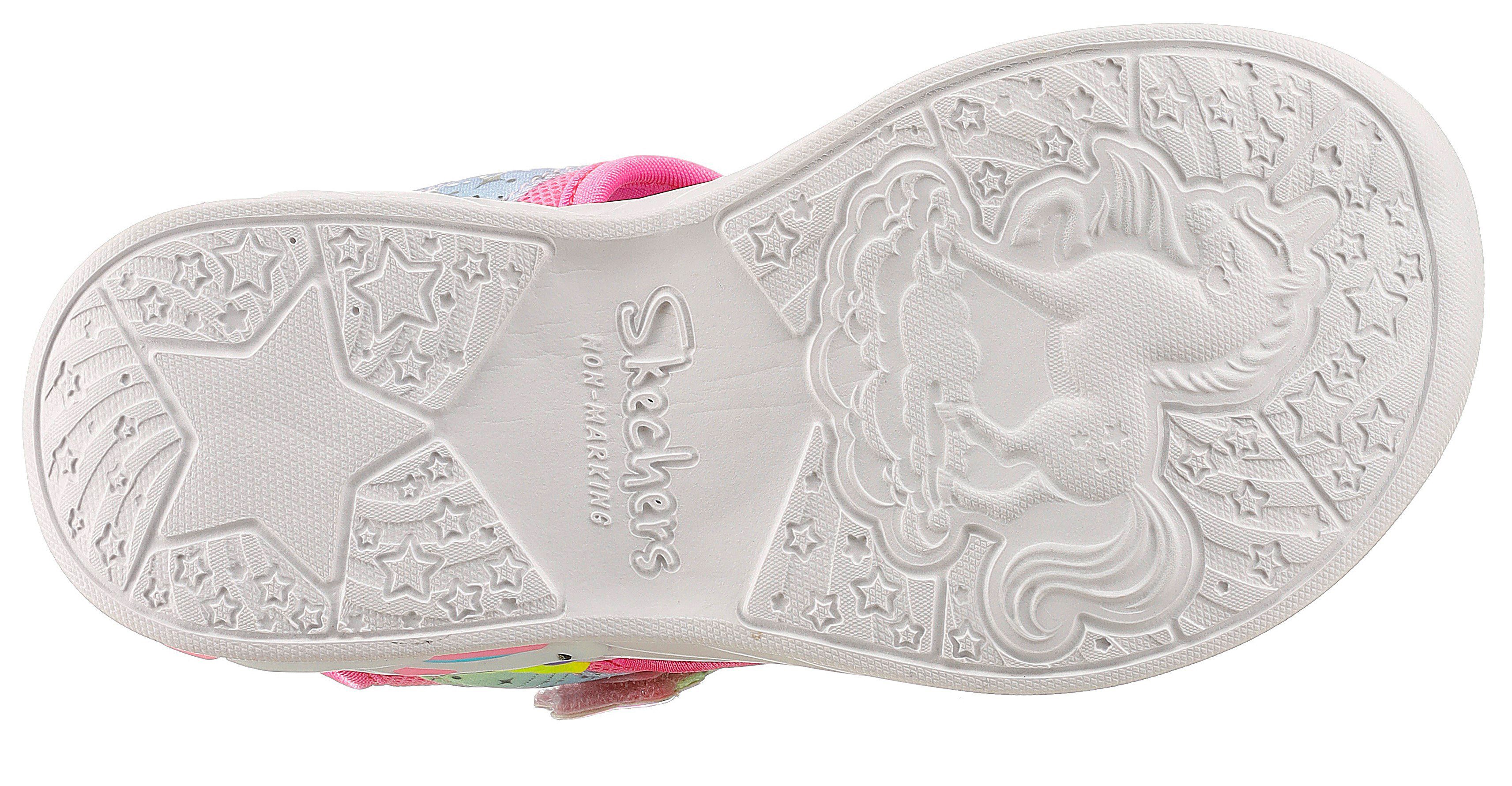 Skechers Sandalen UNICORN DREAMS SANDAL MAJESTIC BLISS , zomerschoen, klittenbandschoen, flitsende schoen, flitsende eenhoorn applicatie