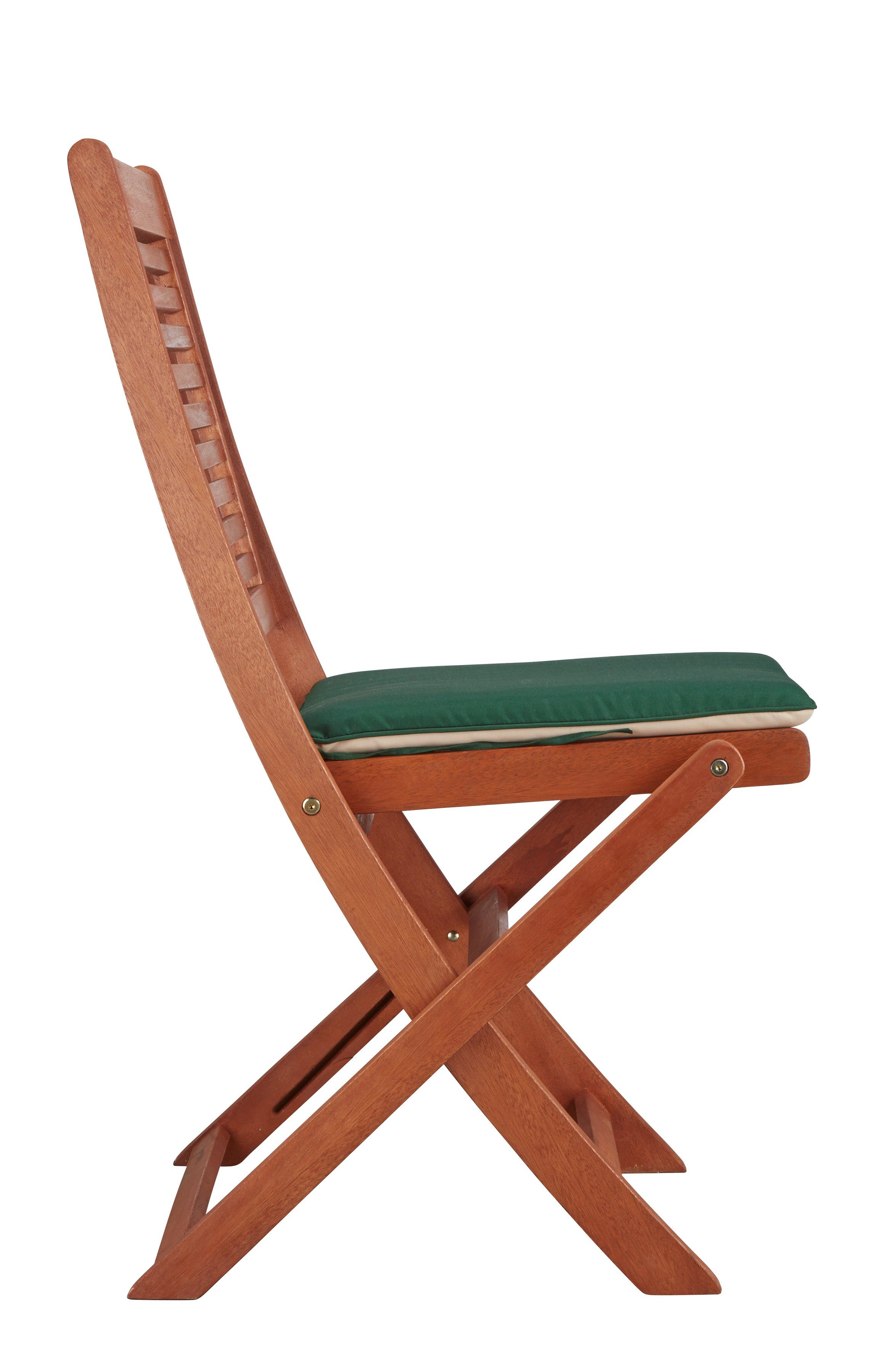 MERXX Tuinstoel Cordoba set van 2, eucalyptus, opvouwbaar, bruin, incl. omkeerbare kussens (set, 2 stuks)