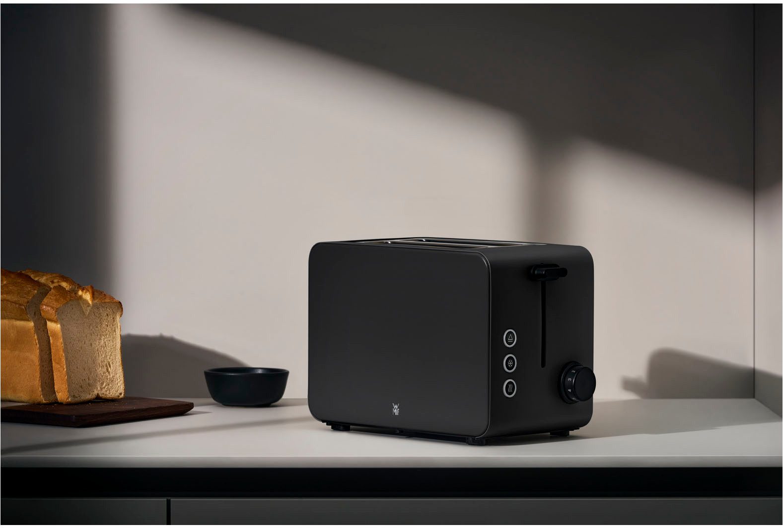 WMF Toaster Stelio Edition Deep Black, 2-sneden broodrooster met broodjesopzetstuk