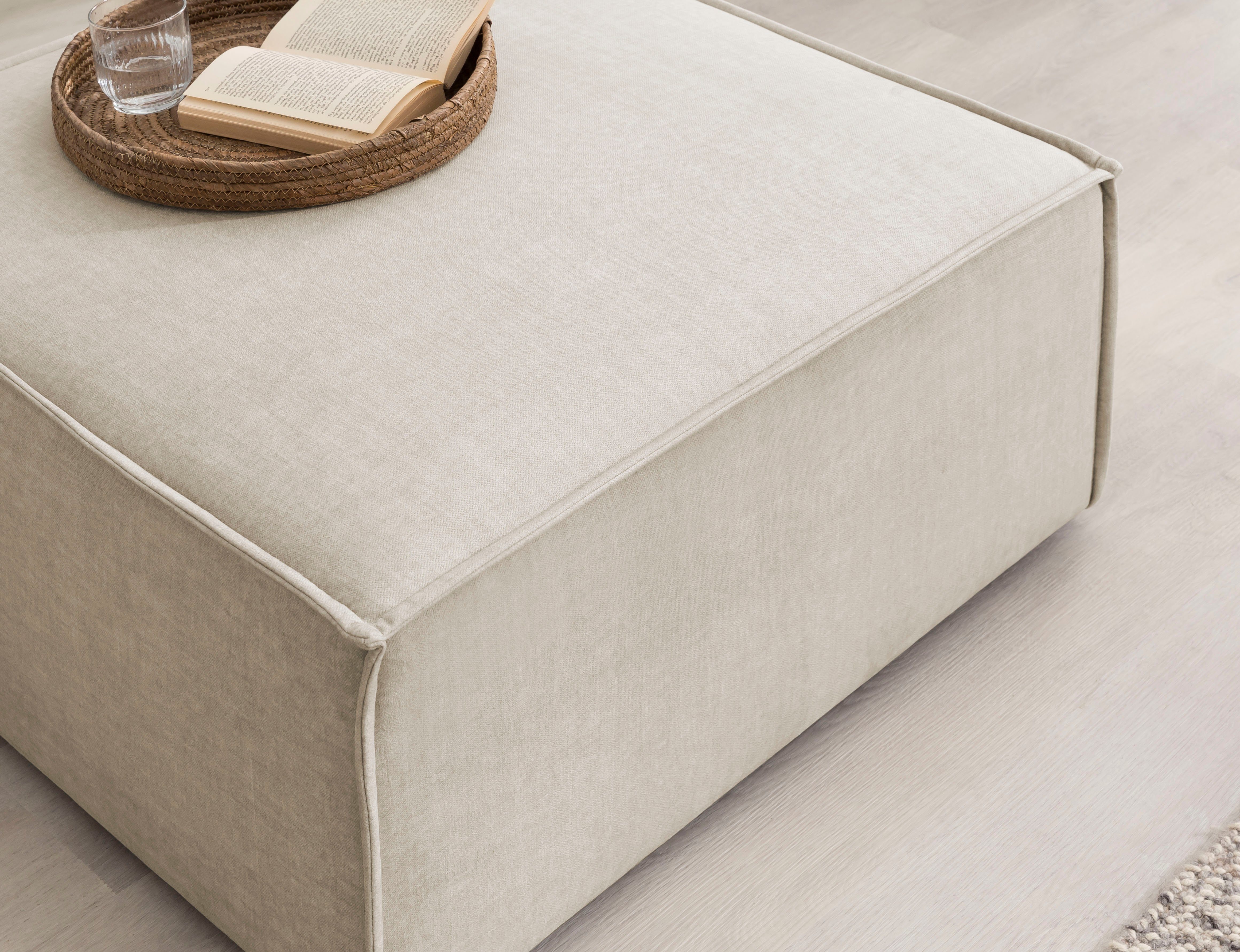 Home affaire Hocker Sherwood Vierkante poef/voetenbank, ideale als aanvulling op de "SHERWOOD" love seat