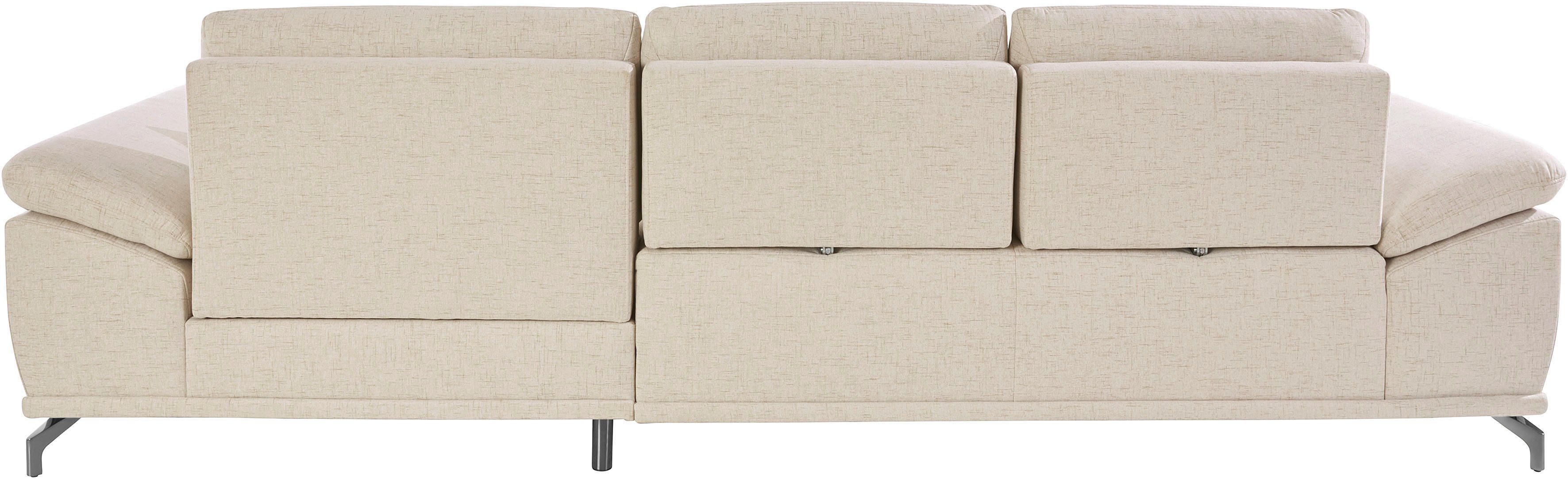 Places of Style Hoekbank Costello L-vorm, met zitdiepteverstelling, armleuningverstelling en