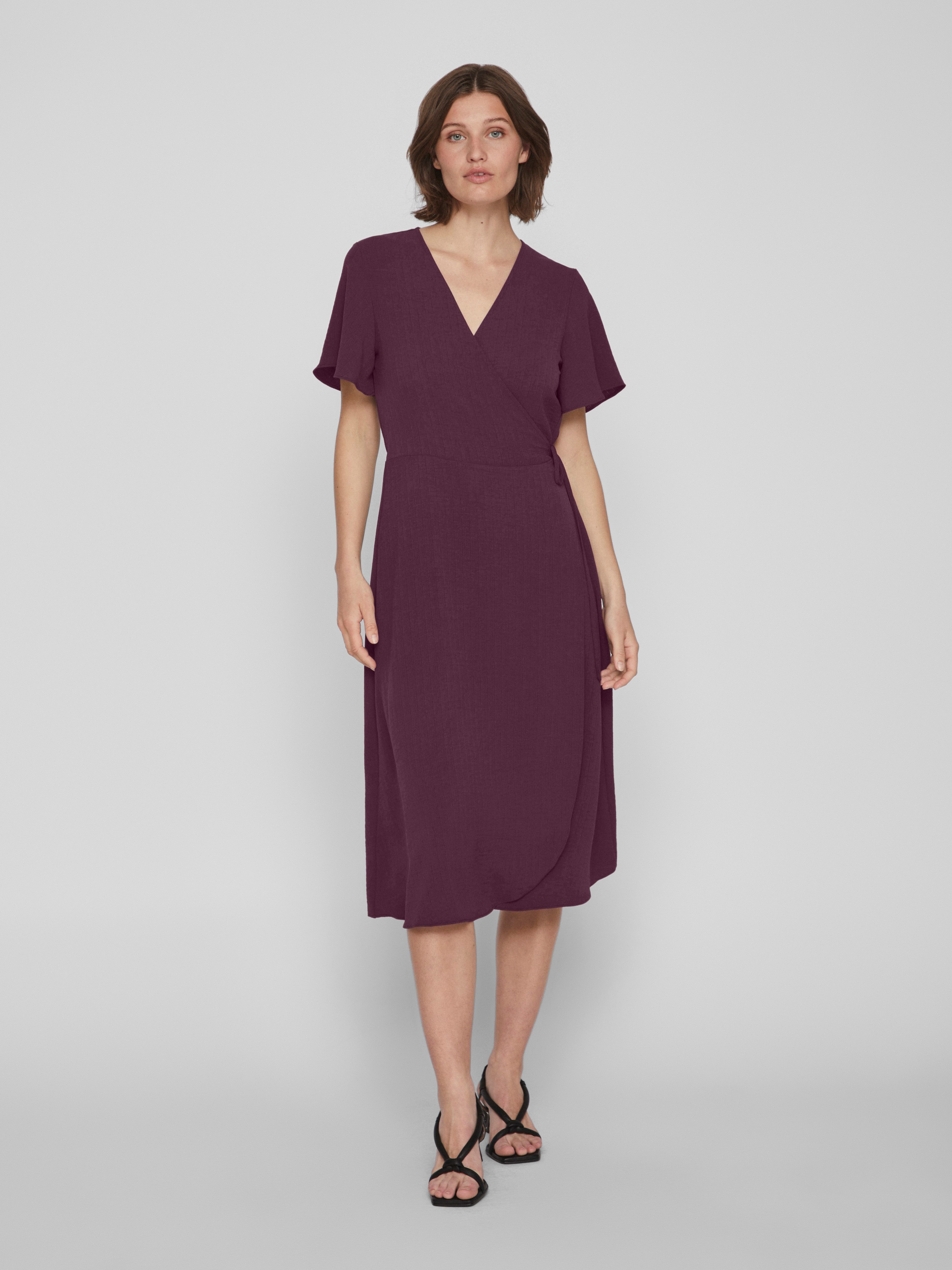 Vila Wikkeljurk VILOVIE S/S WRAP MIDI DRESS - NOOS