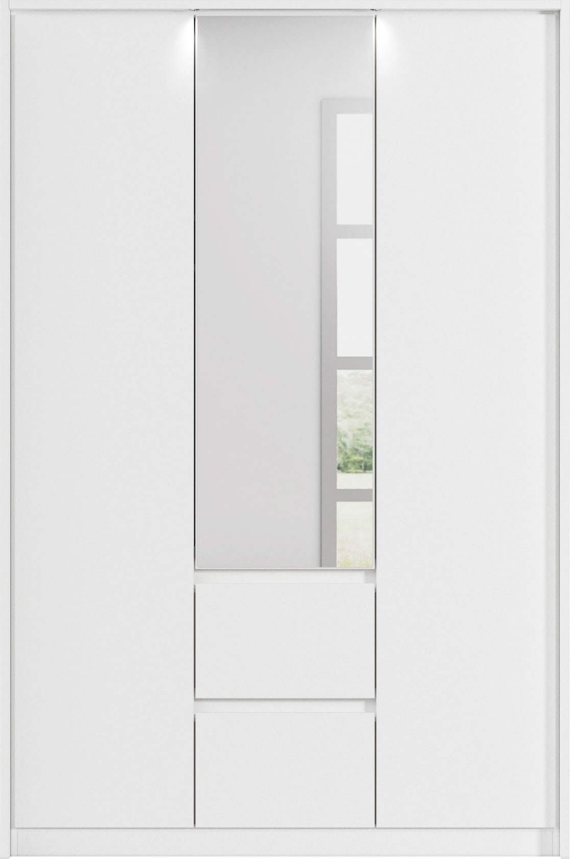 rauch Draaideurkast Mainz met spiegel en passe-partout optioneel met verlichting, buitendeuren met push-to-openfunctie