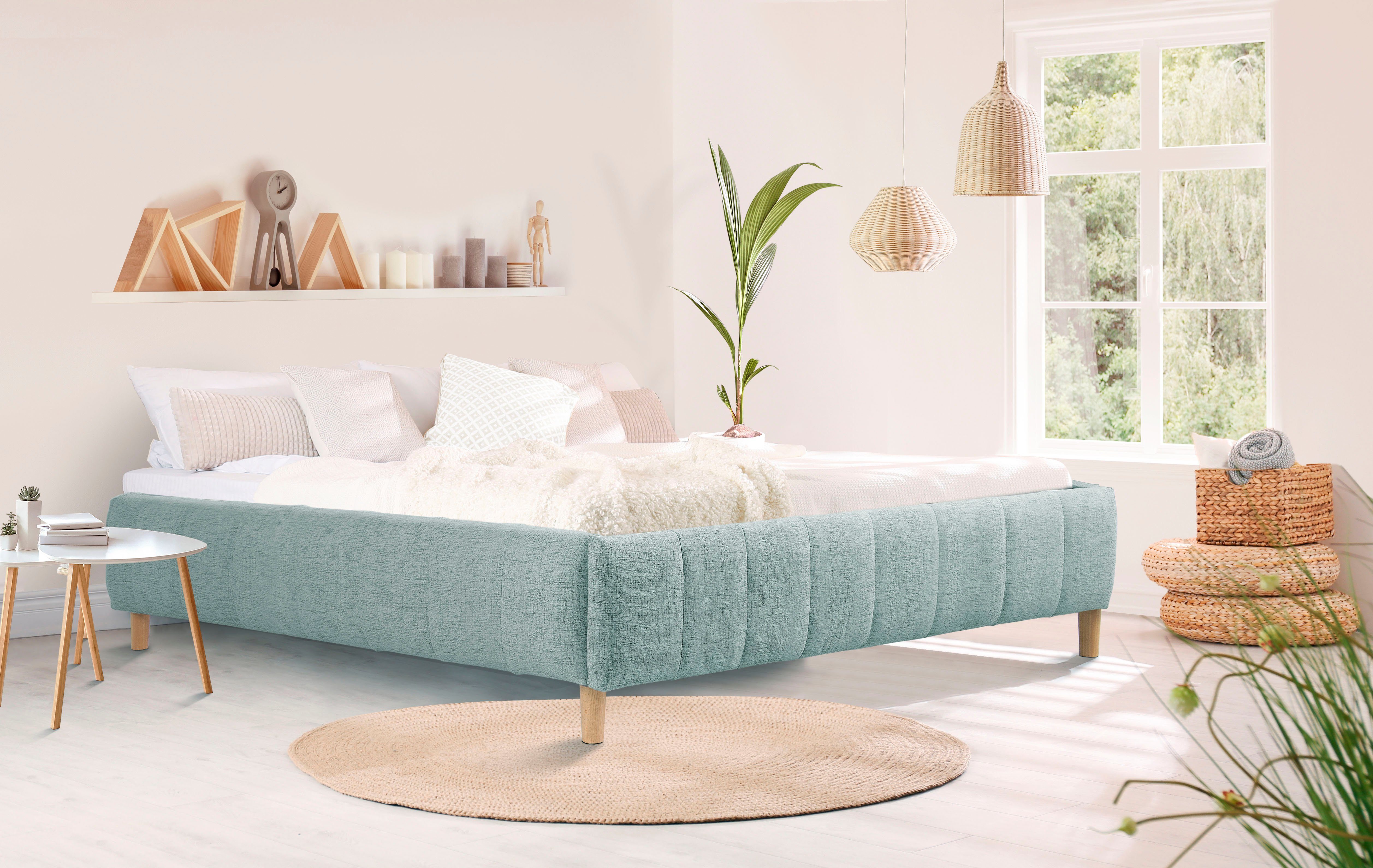 andas Gestoffeerd bed Tarje in 5 breedten, ook in extra lang 220 cm, incl. lattenrol bedden blauw