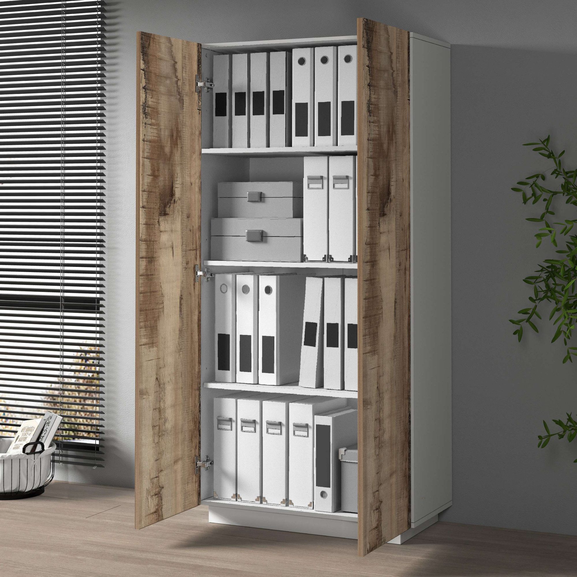 INOSIGN Archiefkast Coro, Multifunctionele kast, Bureaukast met 2 deuren & verstelbare legplanken, hoogte 86 of 166 cm, made in italy