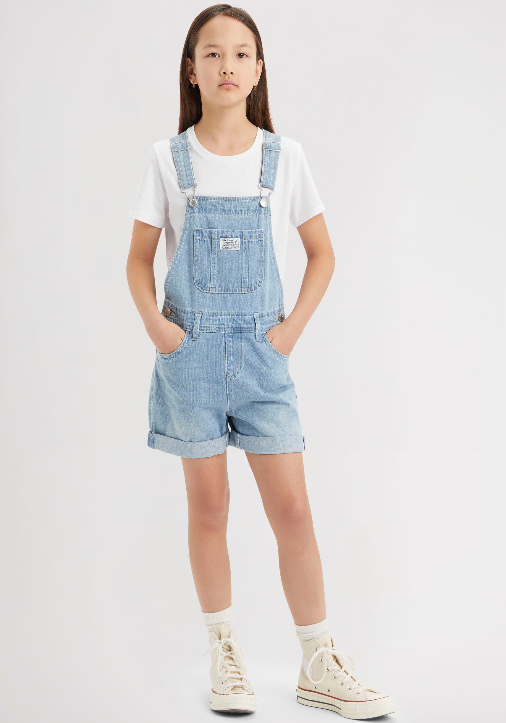 Levi's Kidswear Tuinbroek met knopen op de taille voor meisjes