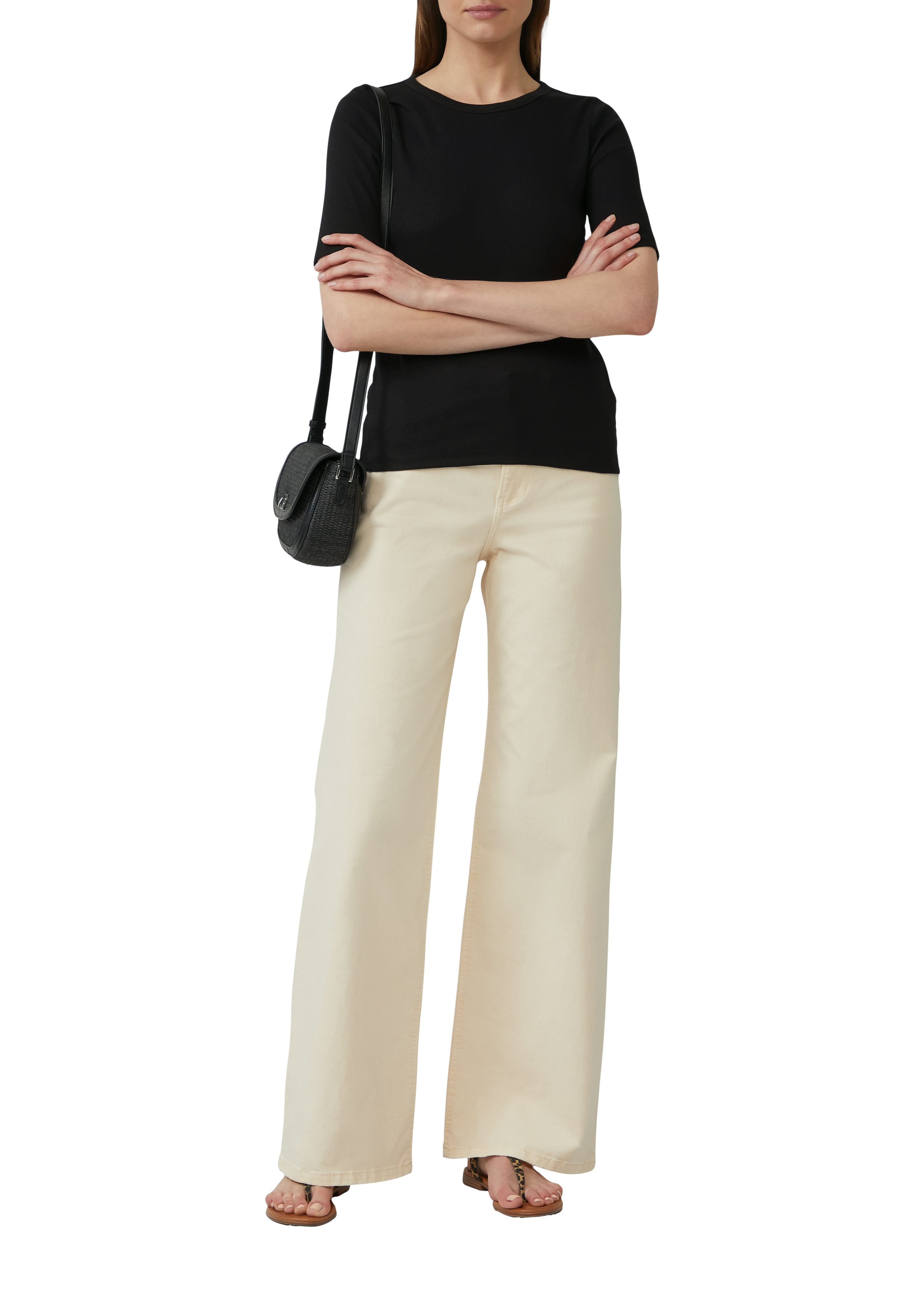 s.Oliver T-shirt geribbeld en met stretch