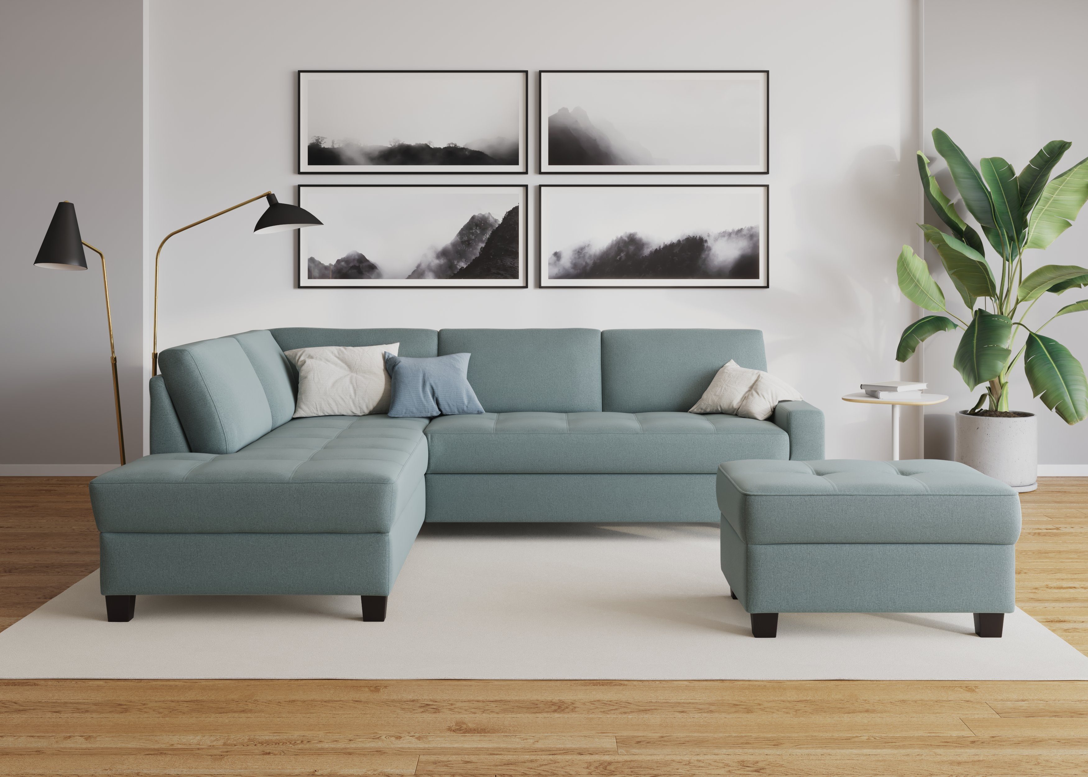 DOMO collection Hoekbank Florentina tijdloos en elegant, zitnaden als designelement, L-vorm